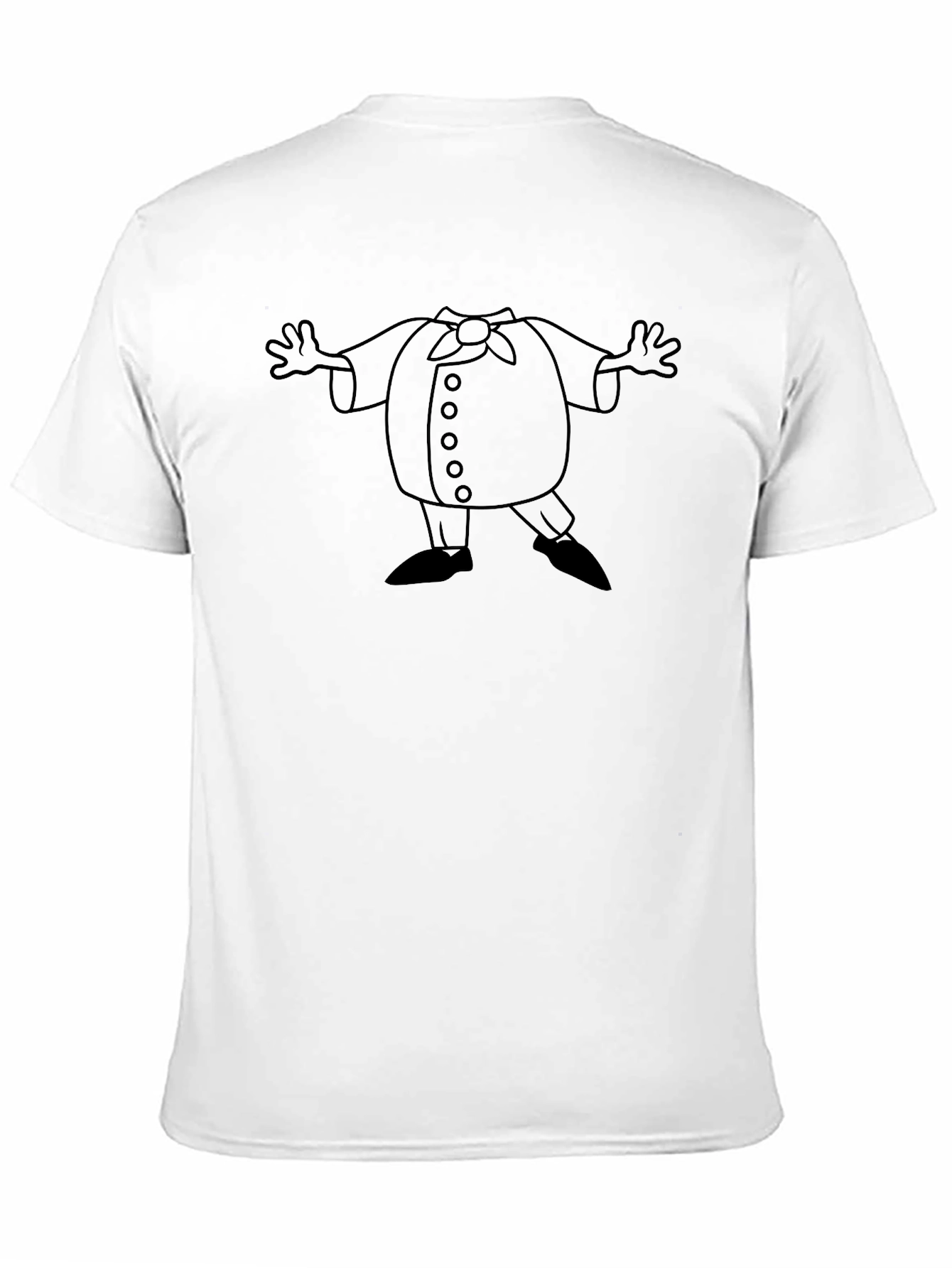 Whimsical Cartoon Character Outline Black T-Shirt