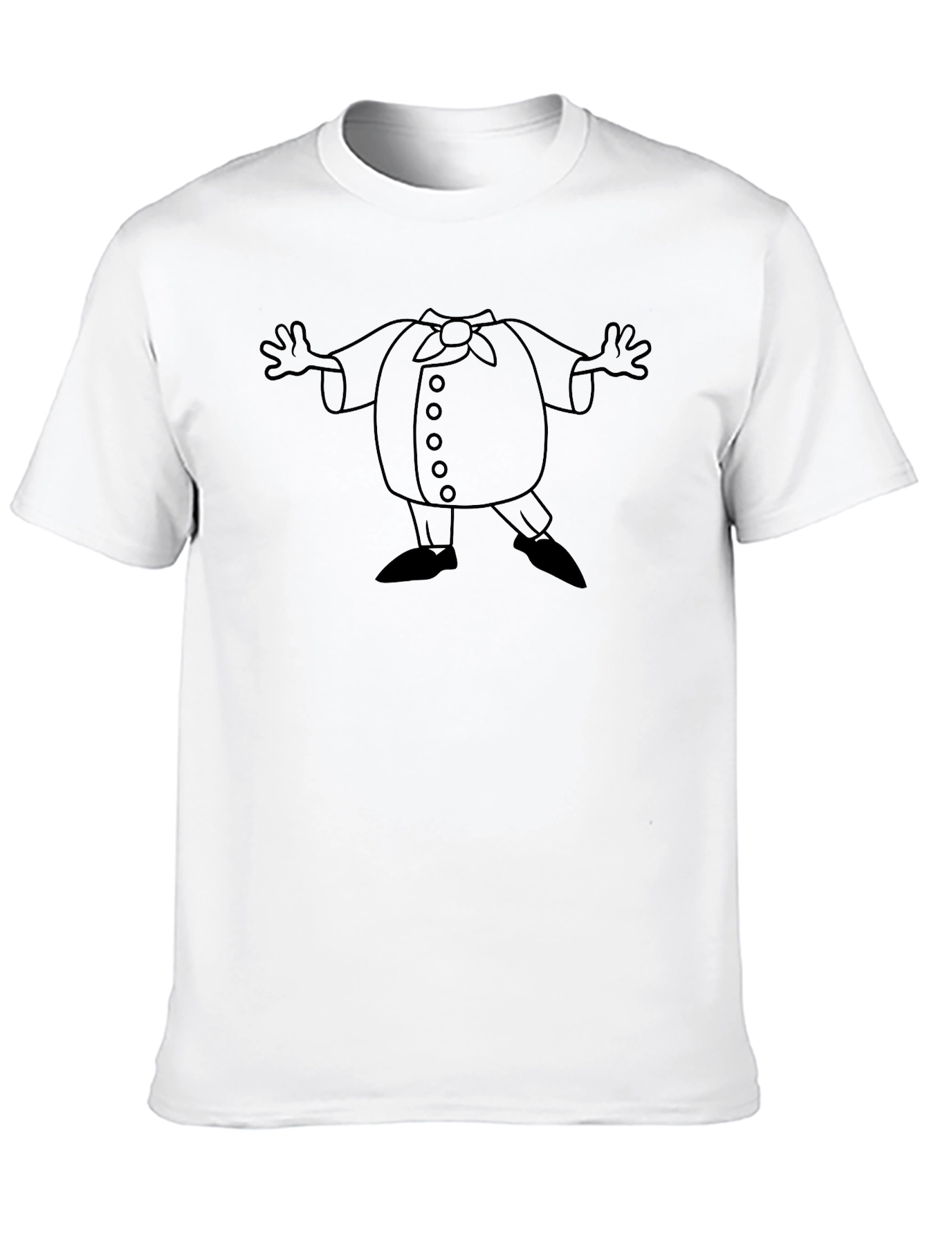 Whimsical Cartoon Character Outline Black T-Shirt