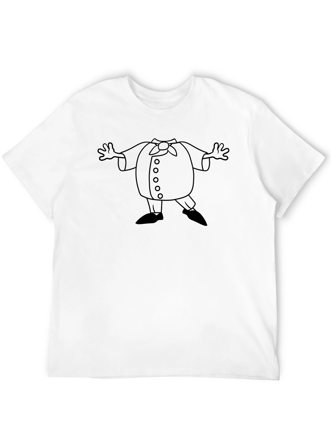 Whimsical Cartoon Character Outline Black T-Shirt