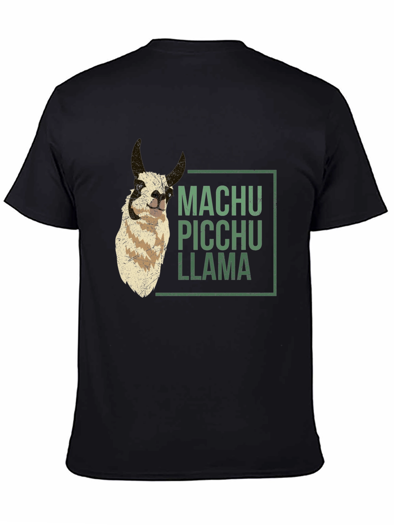 Machu Picchu Llama Graphic Tee - Black Crew Neck