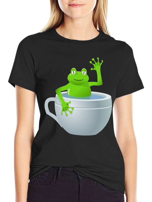 Frog in a Cup Graphic Tee - Funny Animal Shirt