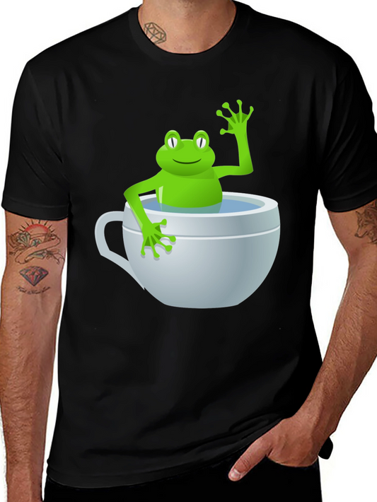 Frog in a Cup Graphic Tee - Funny Animal Shirt