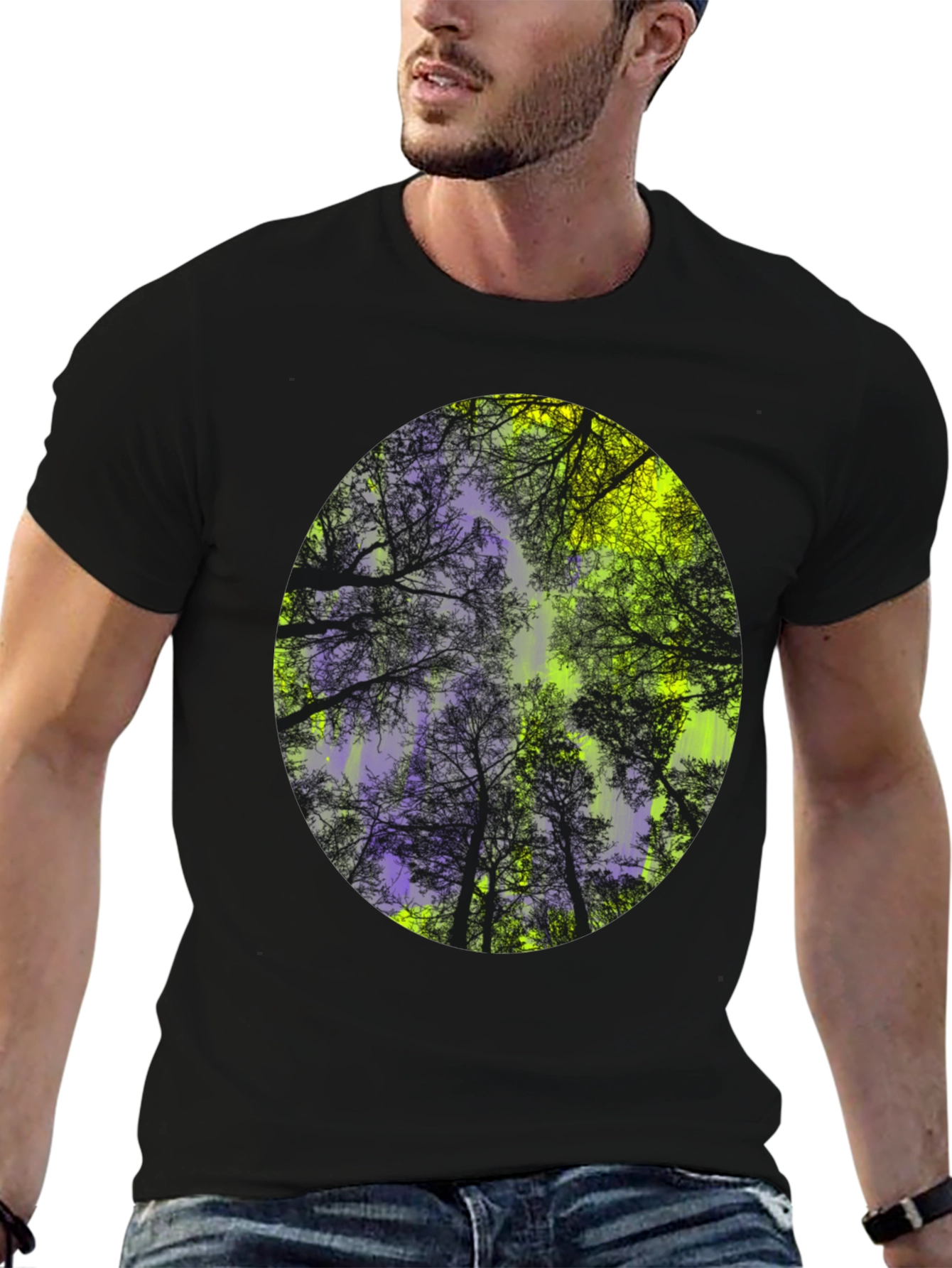 Nature Print Black T-Shirt