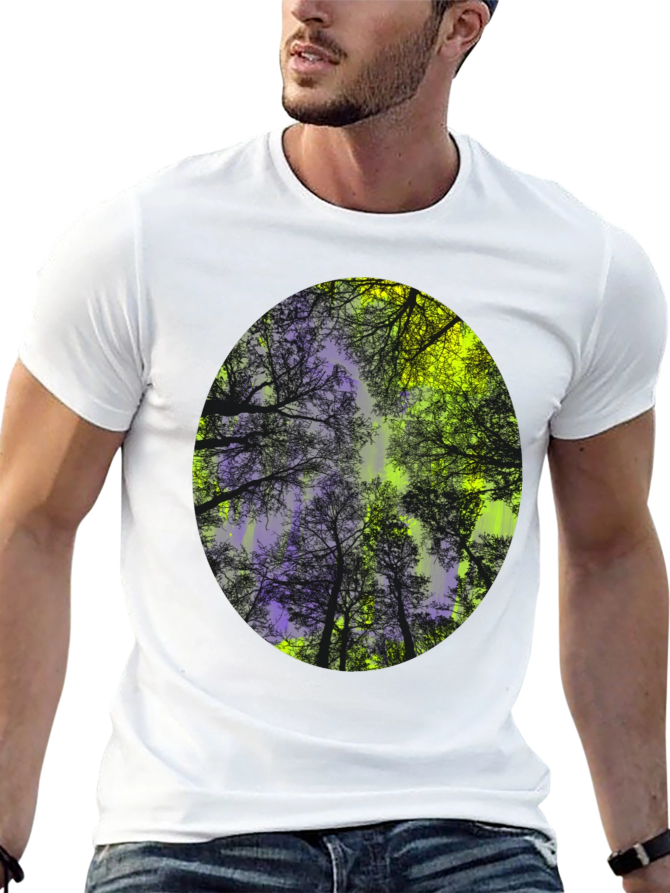 Nature Print Black T-Shirt