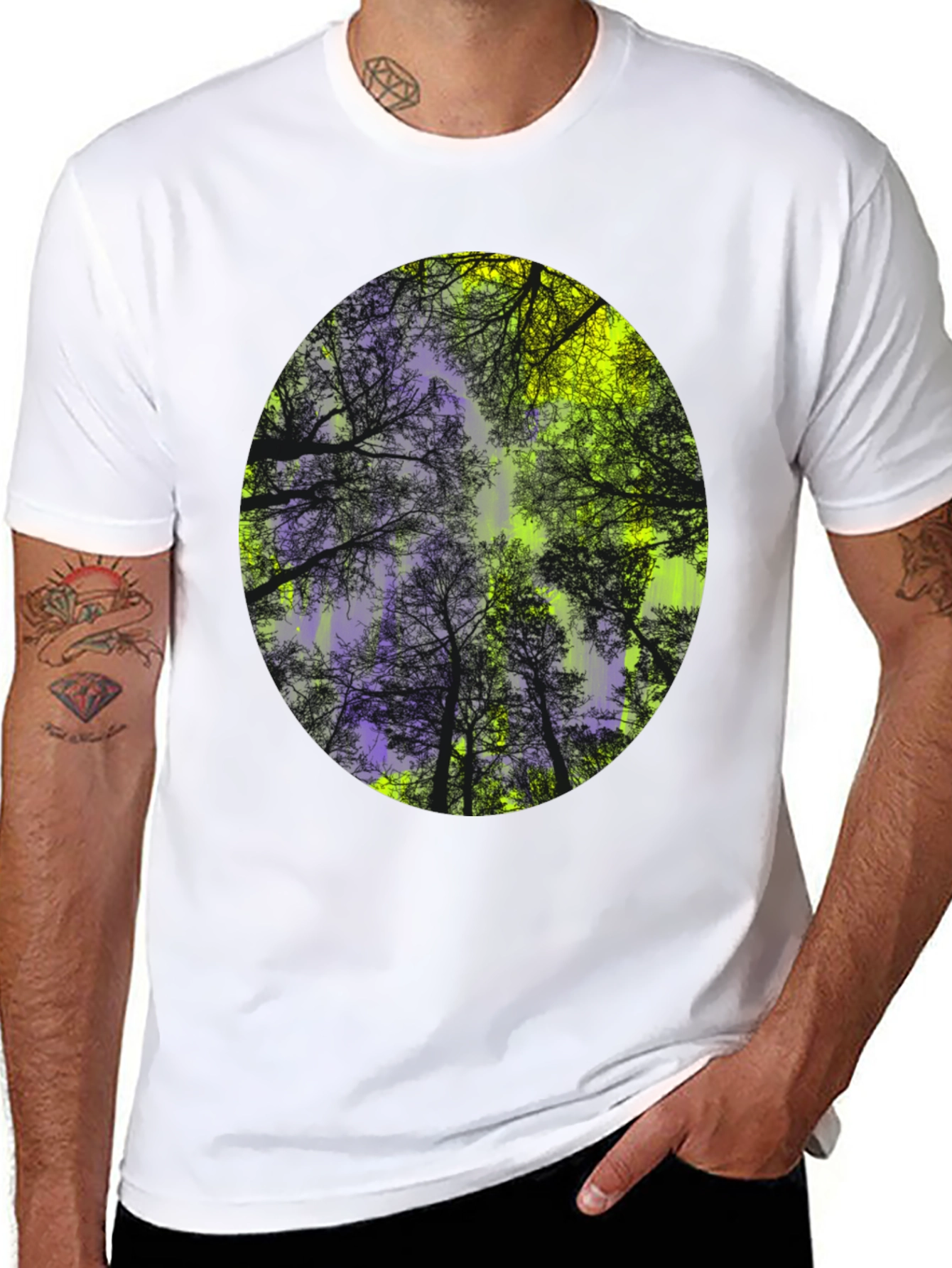 Nature Print Black T-Shirt