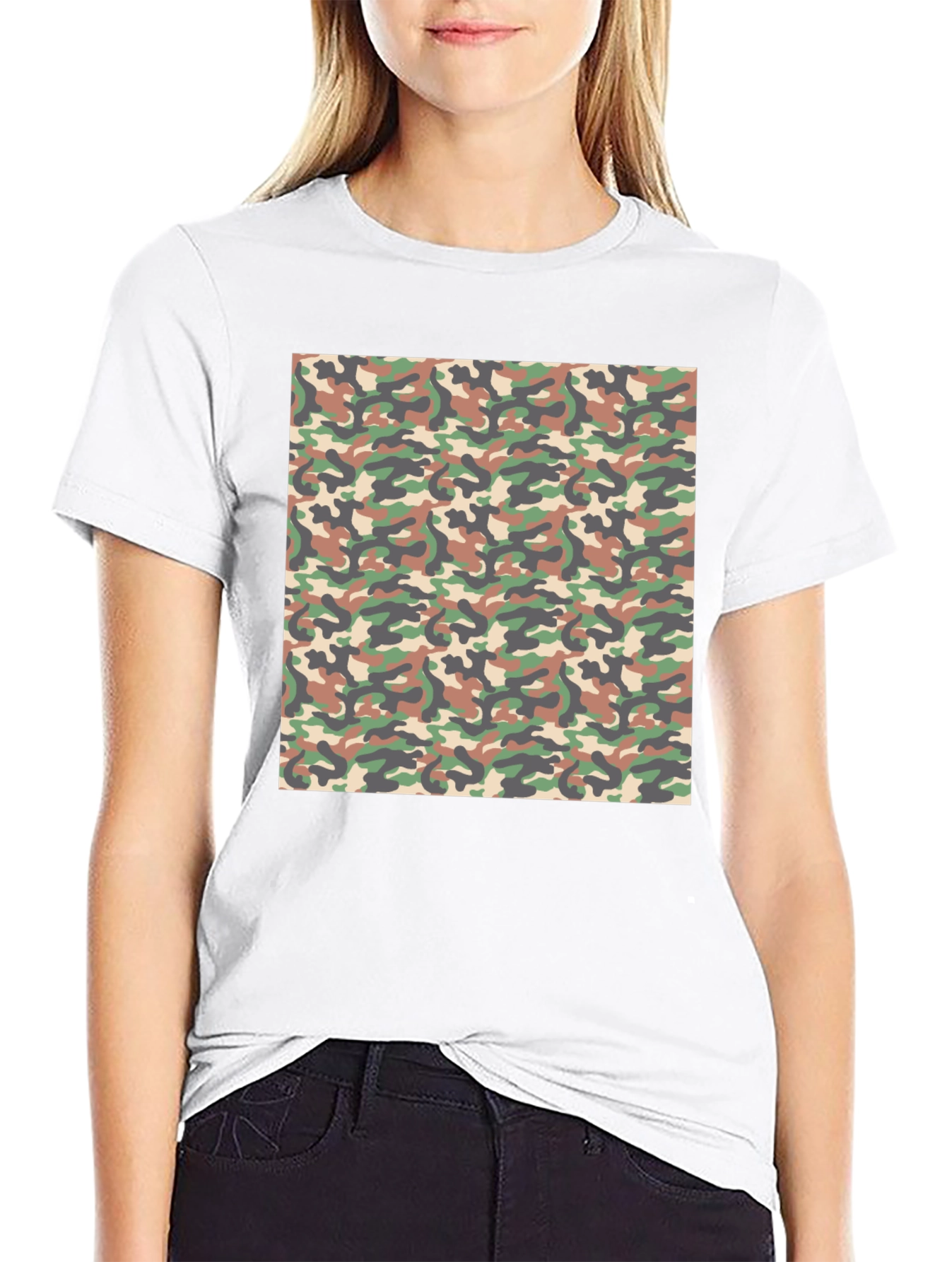 Camouflage Pattern Black T-Shirt