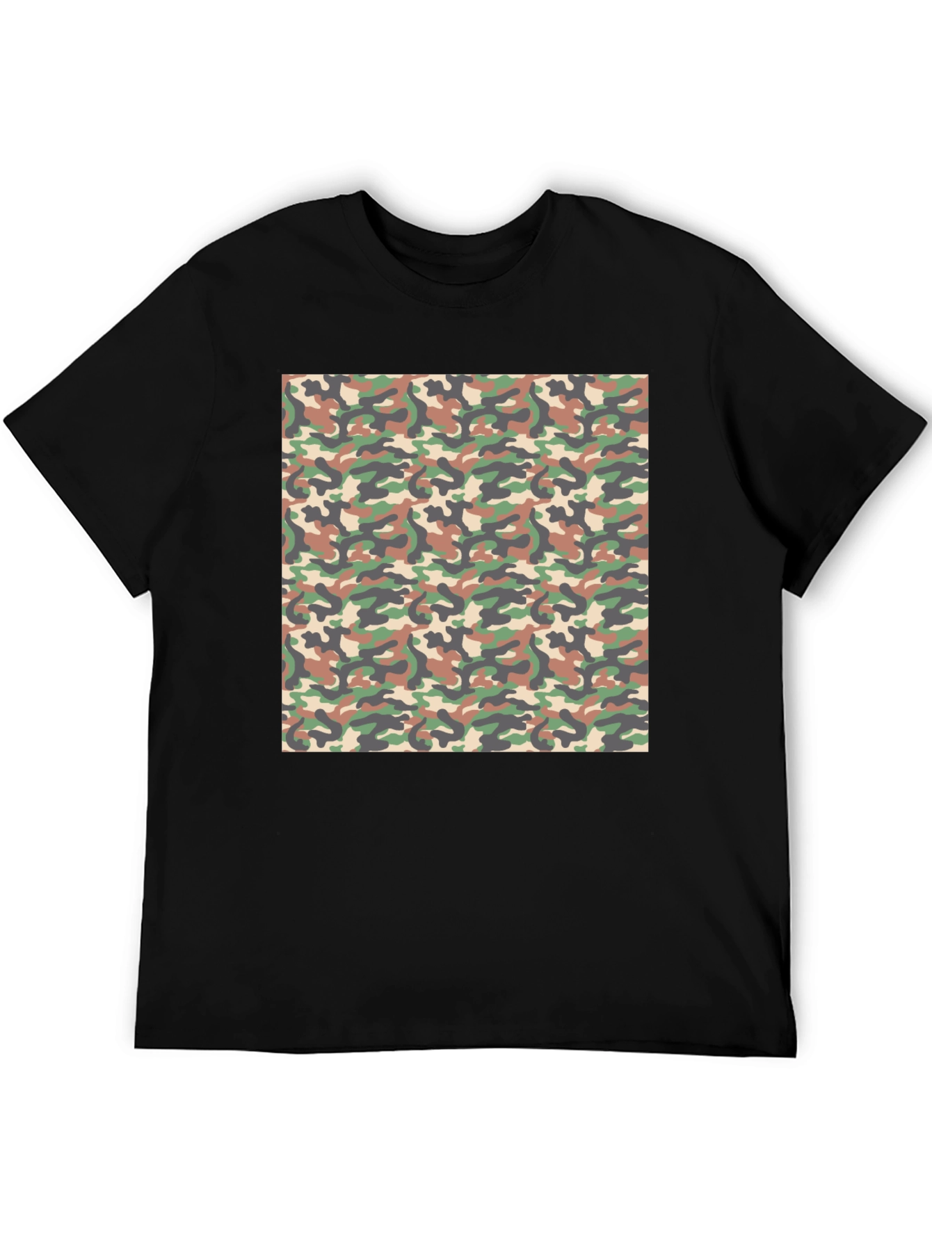 Camouflage Pattern Black T-Shirt
