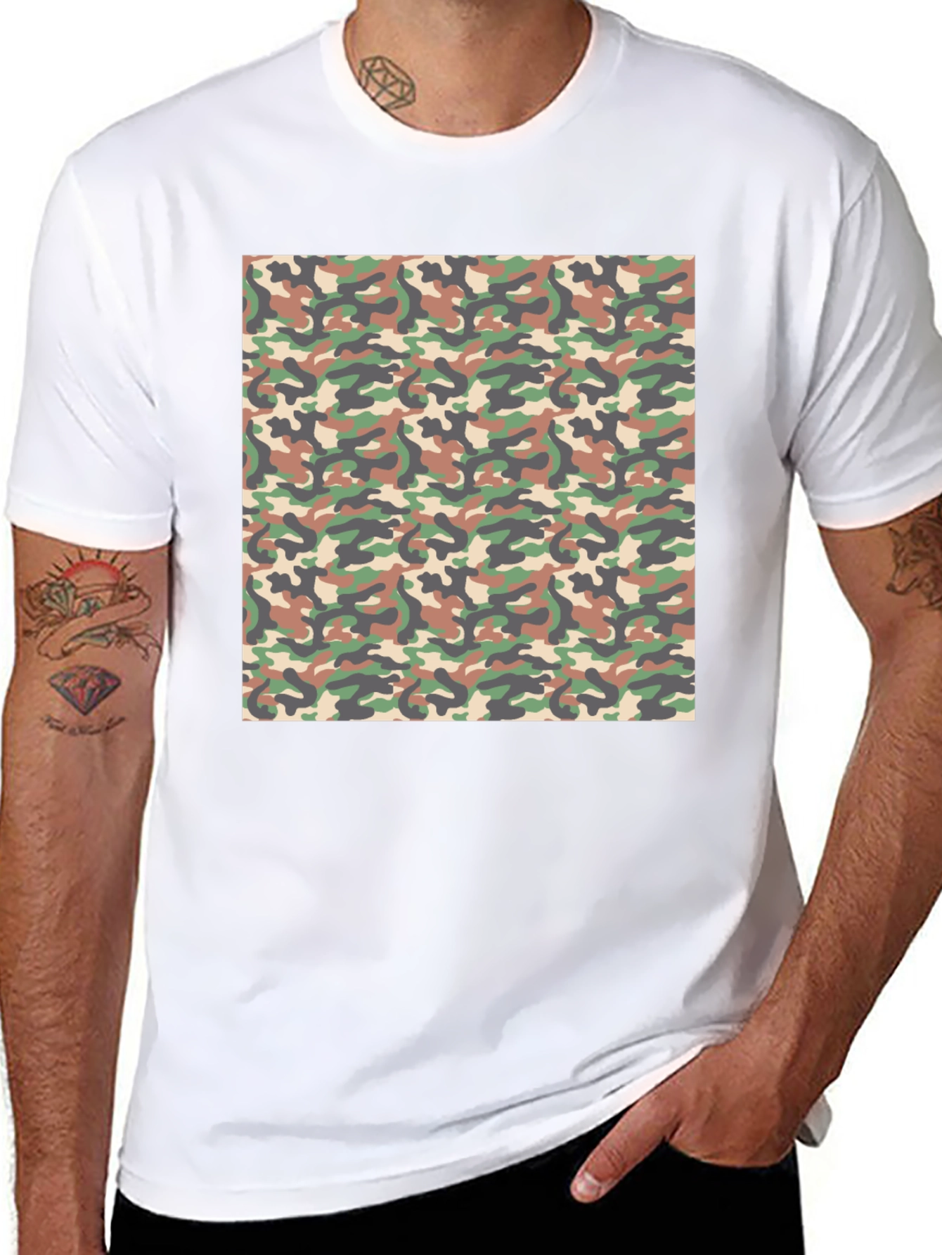 Camouflage Pattern Black T-Shirt