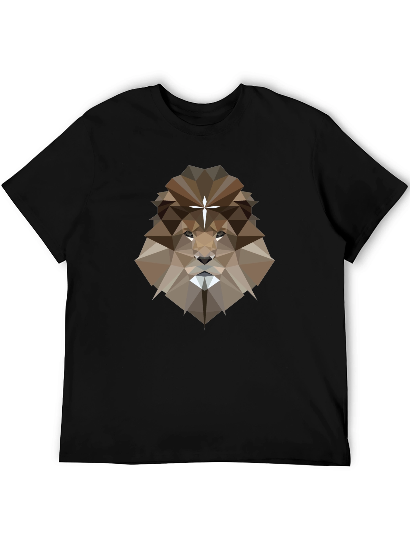 Geometric Lion Graphic Tee - Black