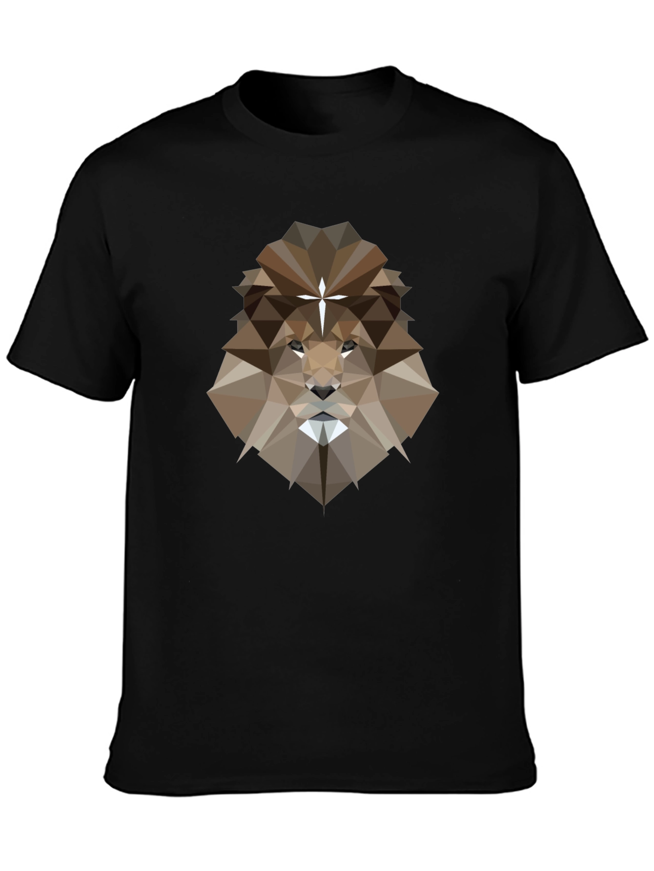 Geometric Lion Graphic Tee - Black