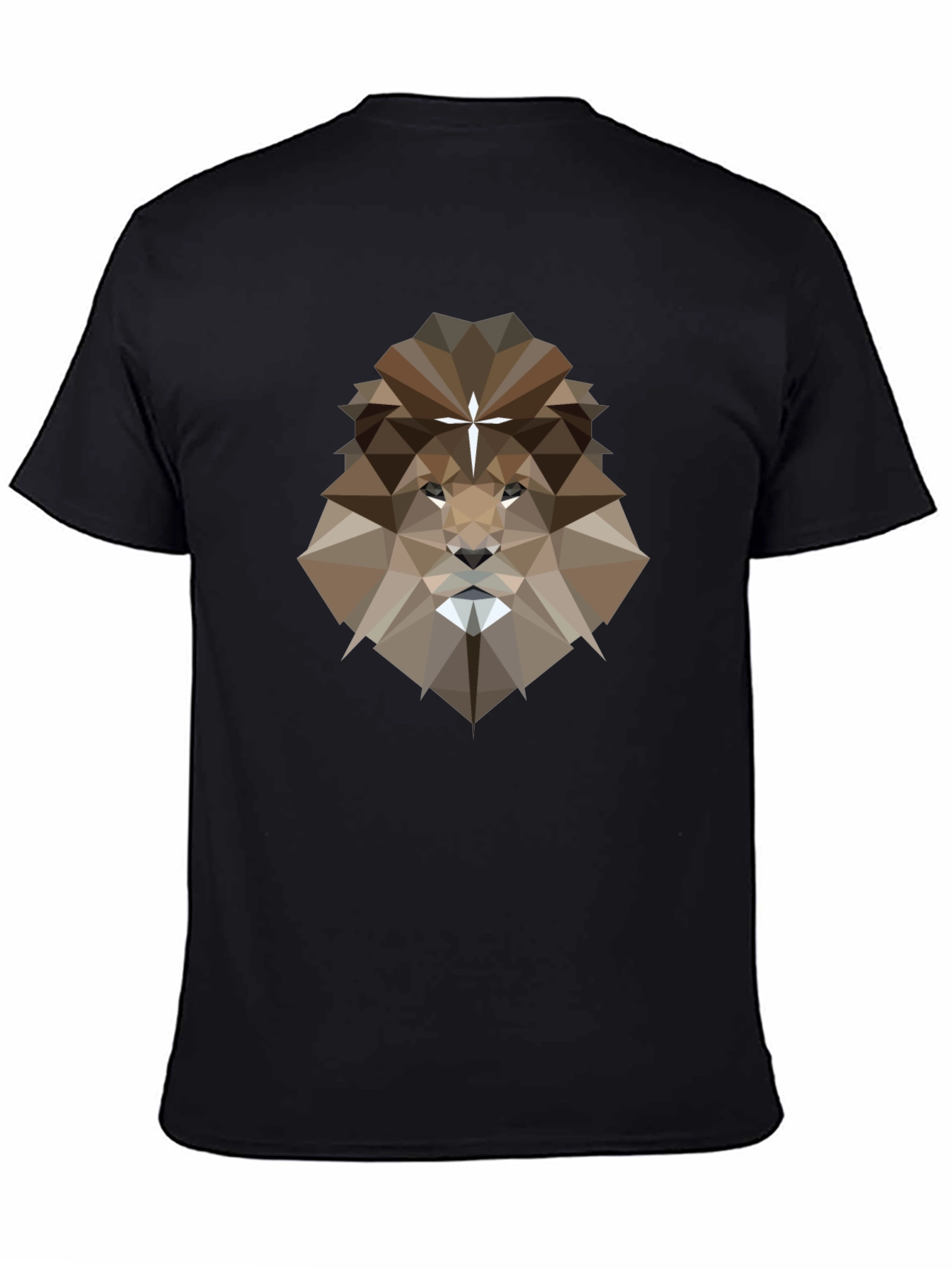 Geometric Lion Graphic Tee - Black