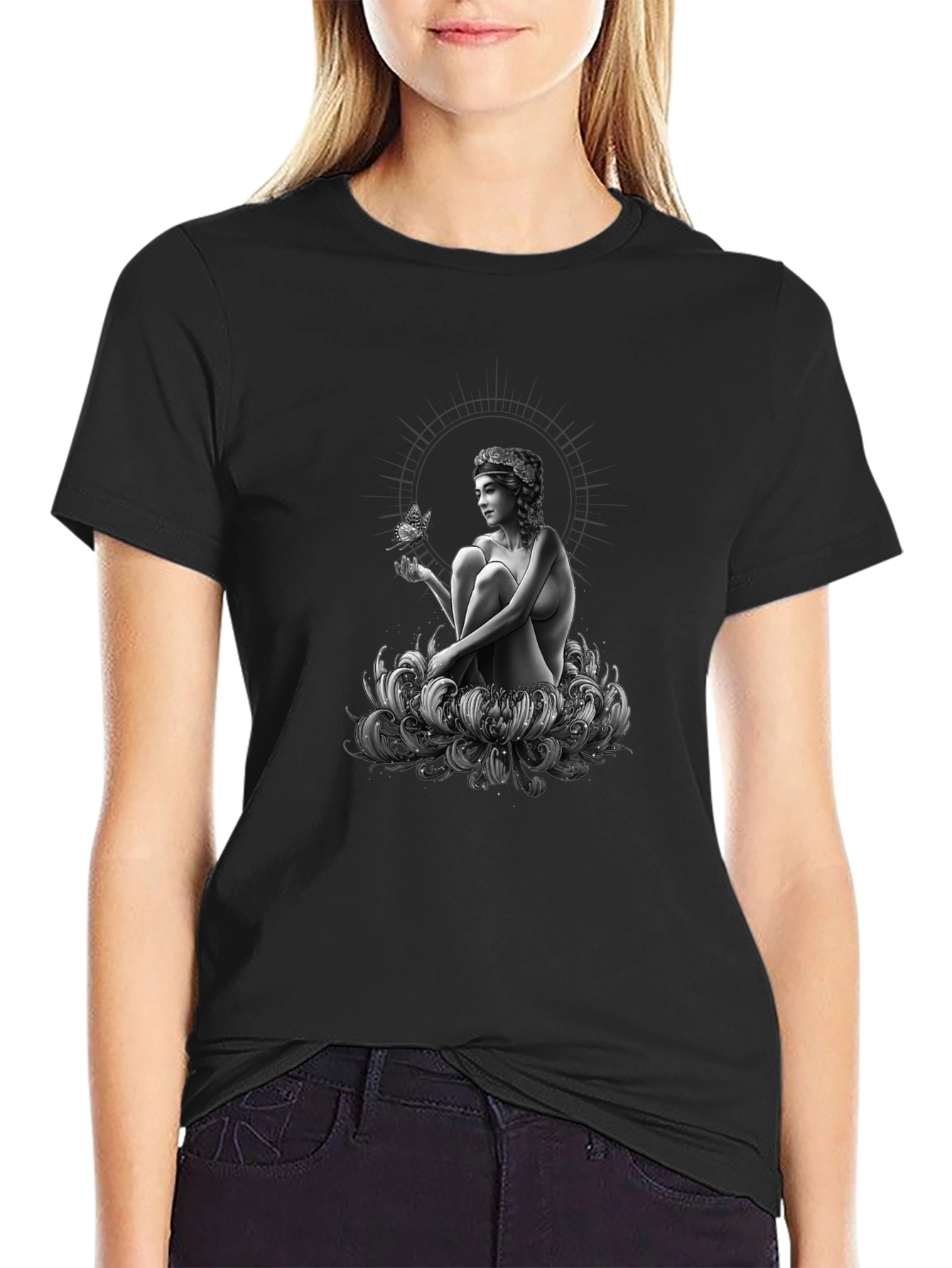 Enchanting Woman & Butterfly Graphic Tee