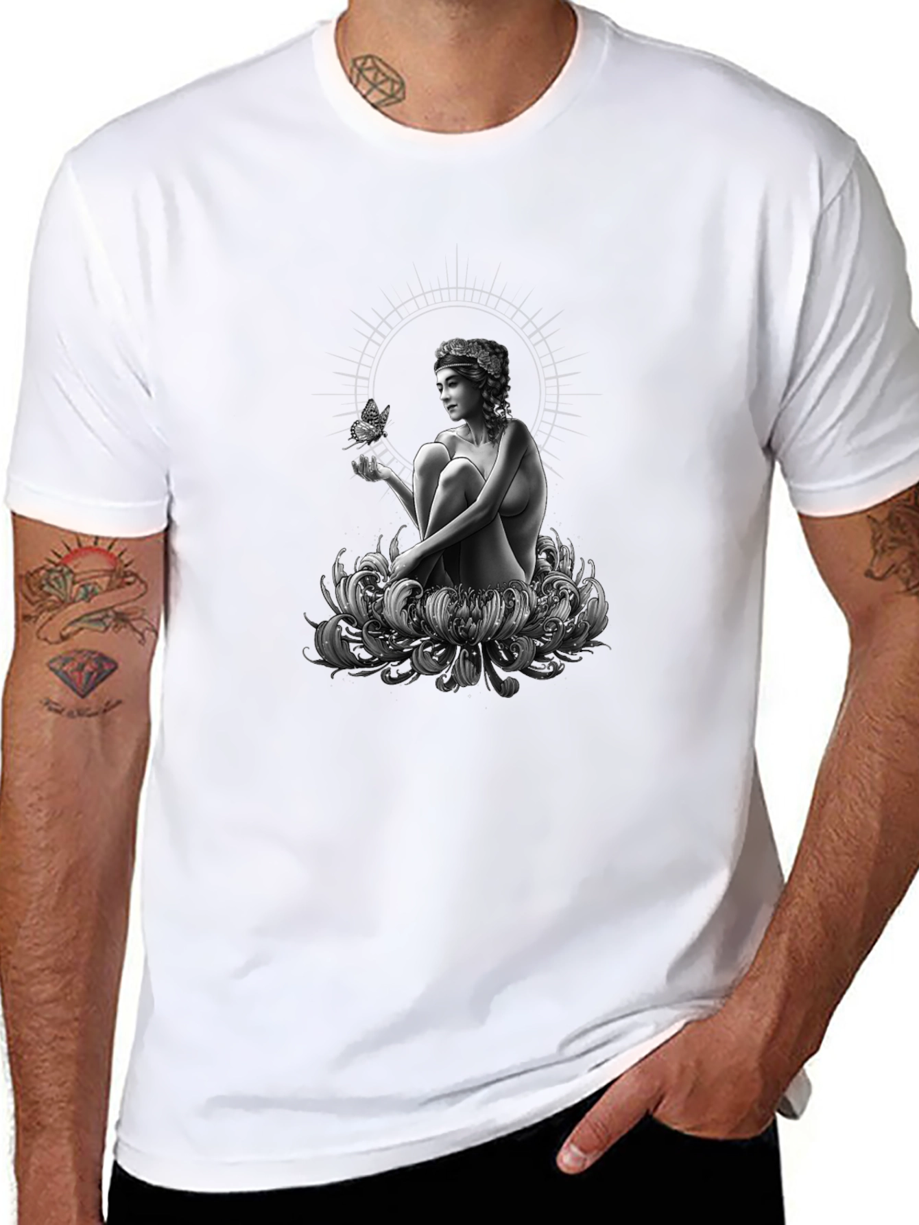Enchanting Woman & Butterfly Graphic Tee