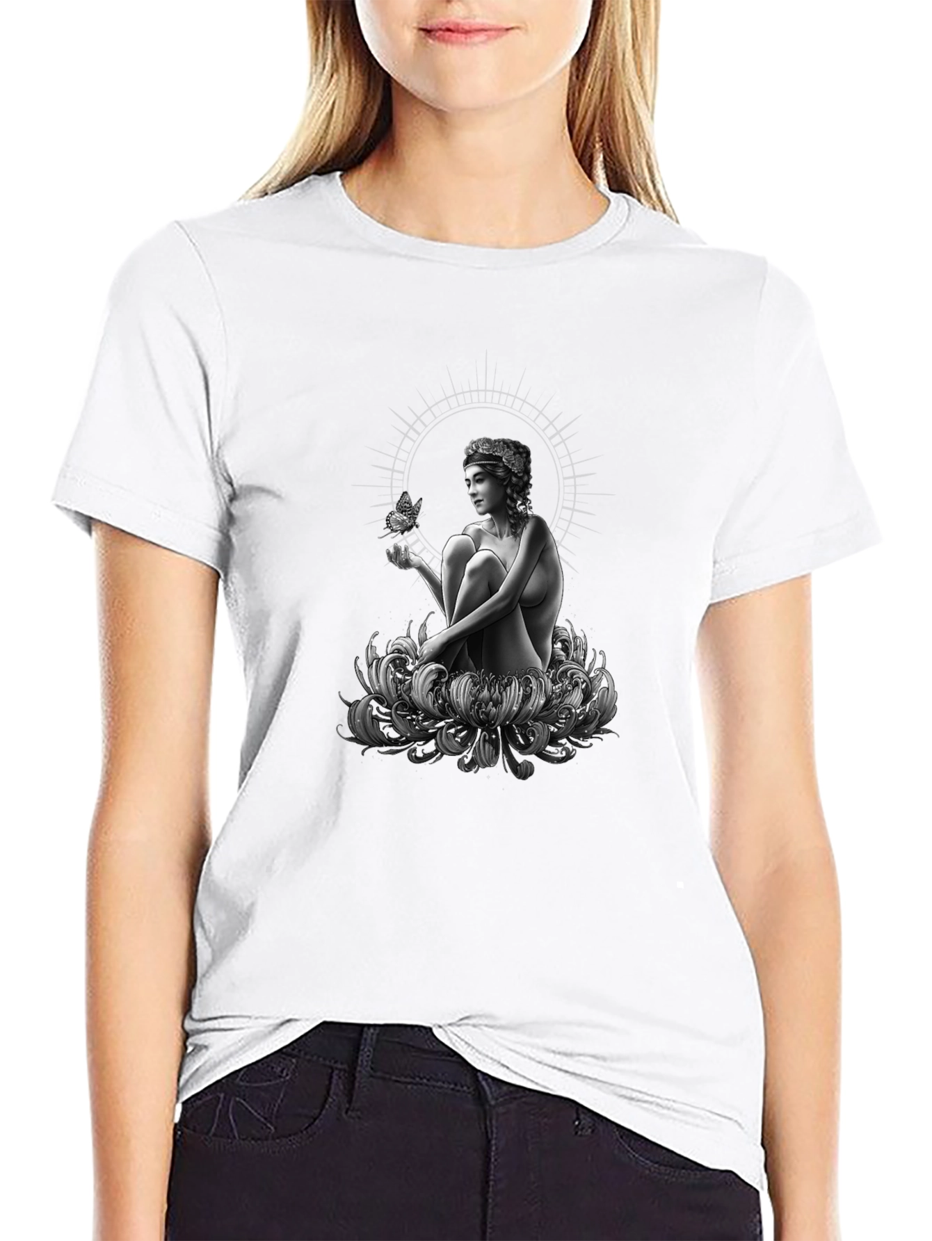 Enchanting Woman & Butterfly Graphic Tee
