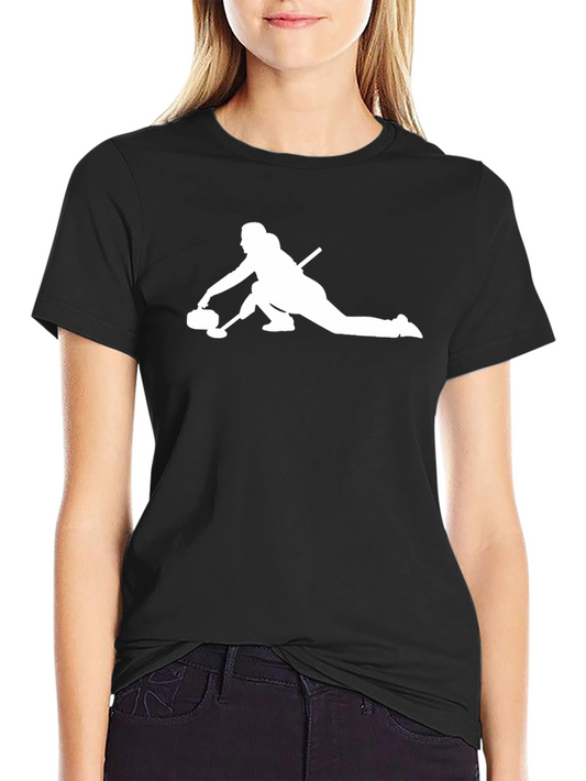 Curling Silhouette Graphic Tee - Black