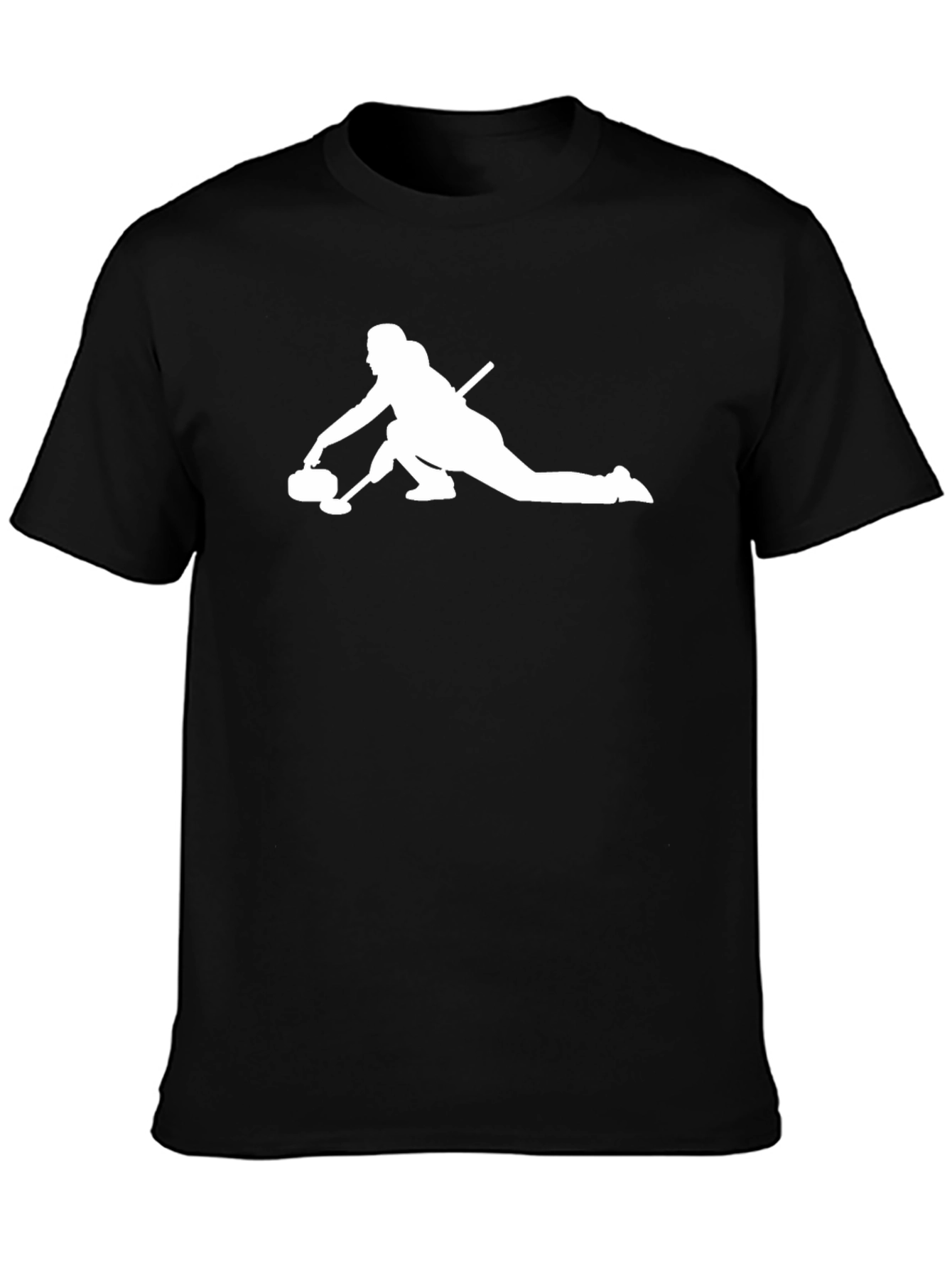 Curling Silhouette Graphic Tee - Black