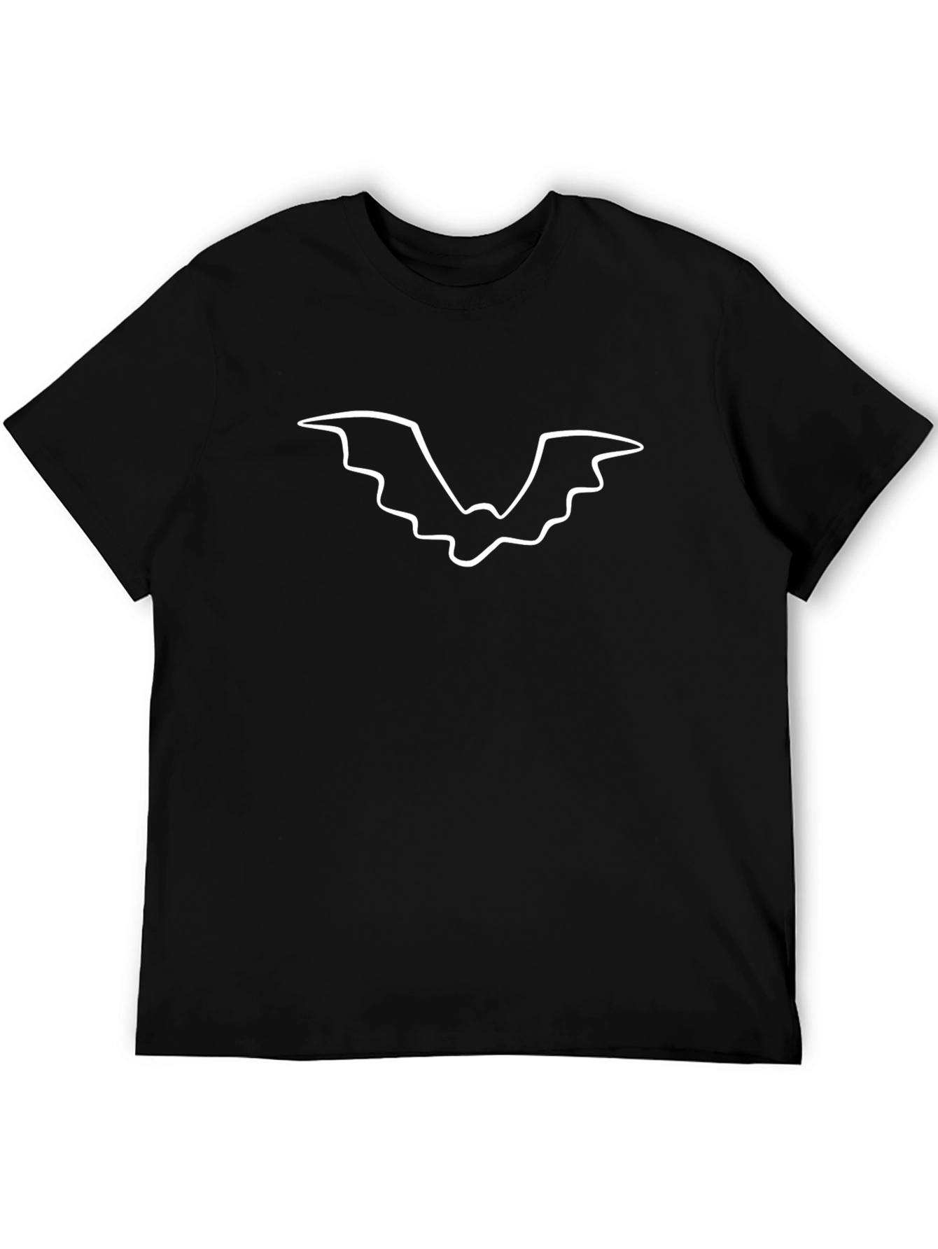 Bat Outline Graphic Tee - Soft Black Cotton Shirt