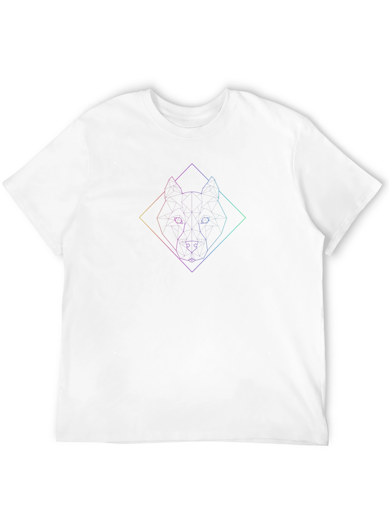 Geometric Wolf Graphic Black T-Shirt