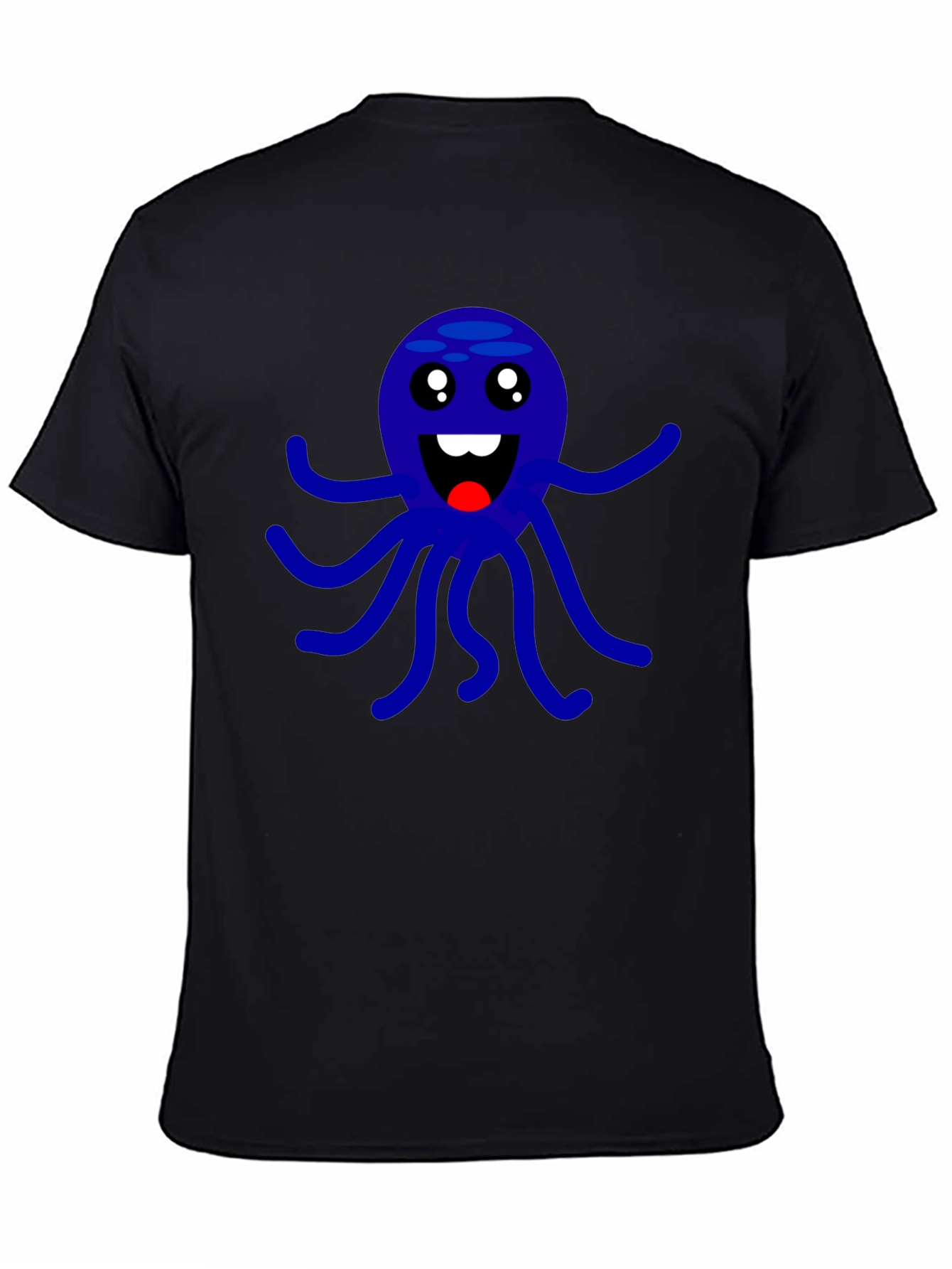 Cute Octopus Graphic Print Black T-Shirt