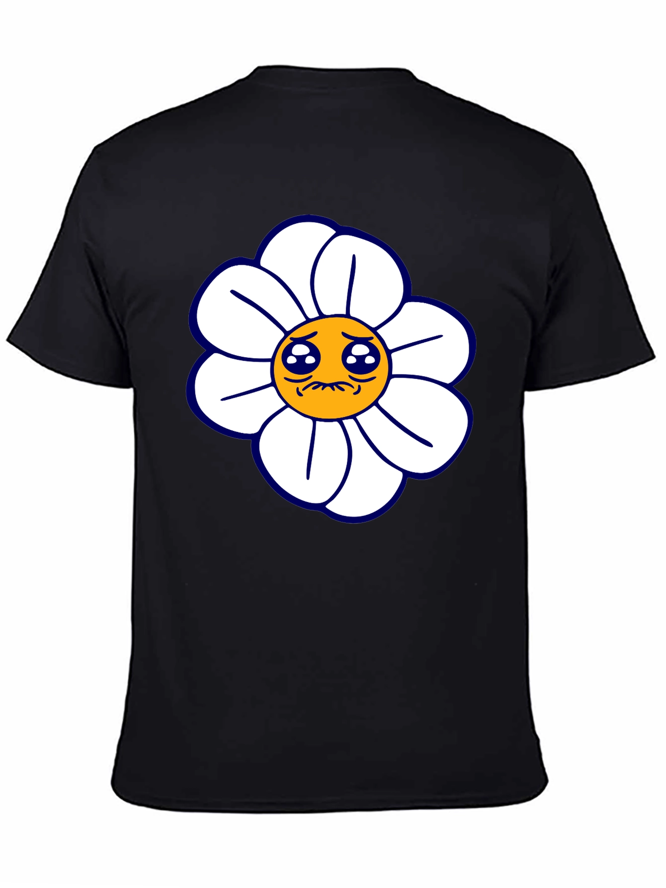 Sad Flower Graphic Tee - Black Casual T-Shirt
