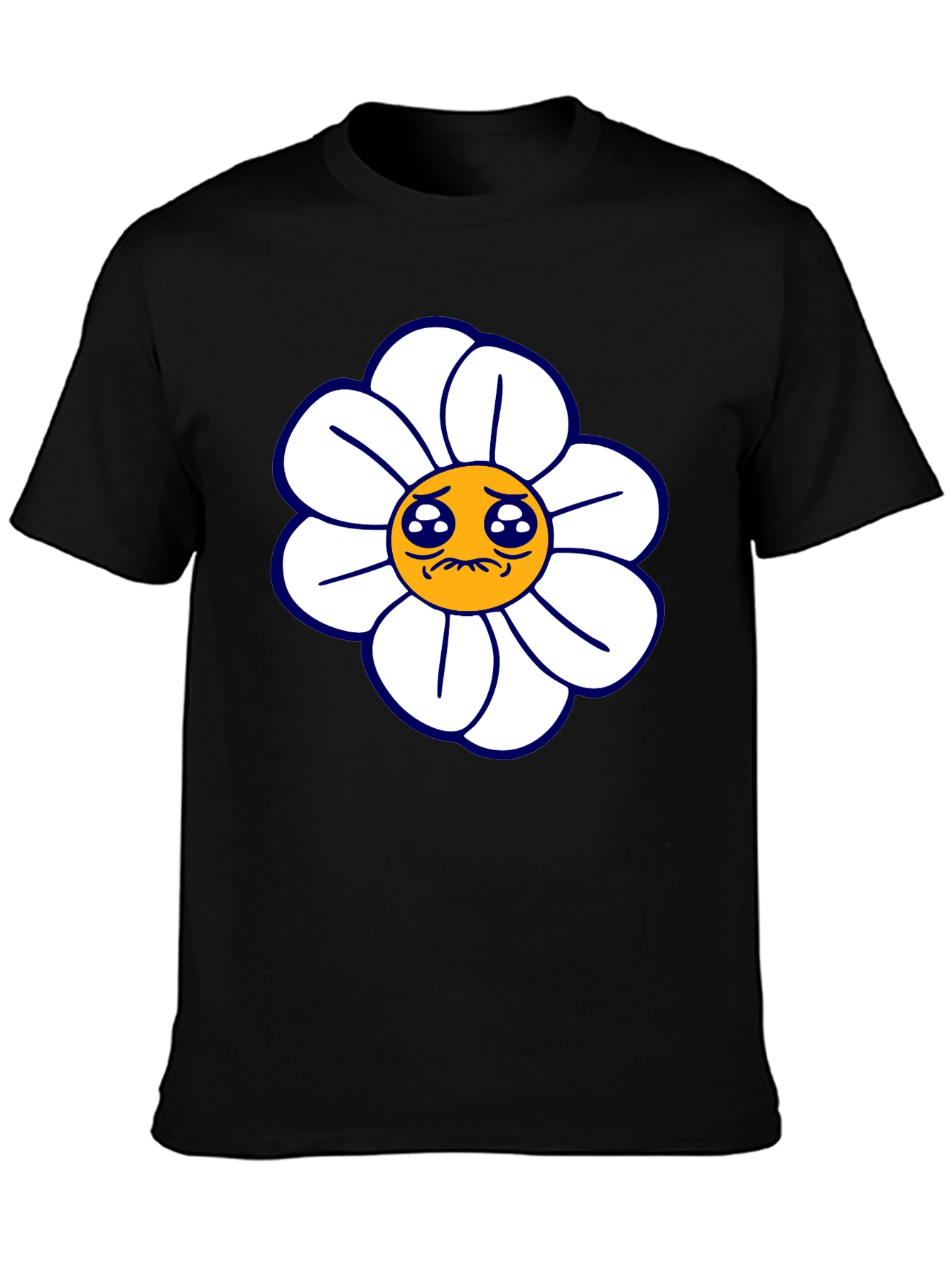 Sad Flower Graphic Tee - Black Casual T-Shirt