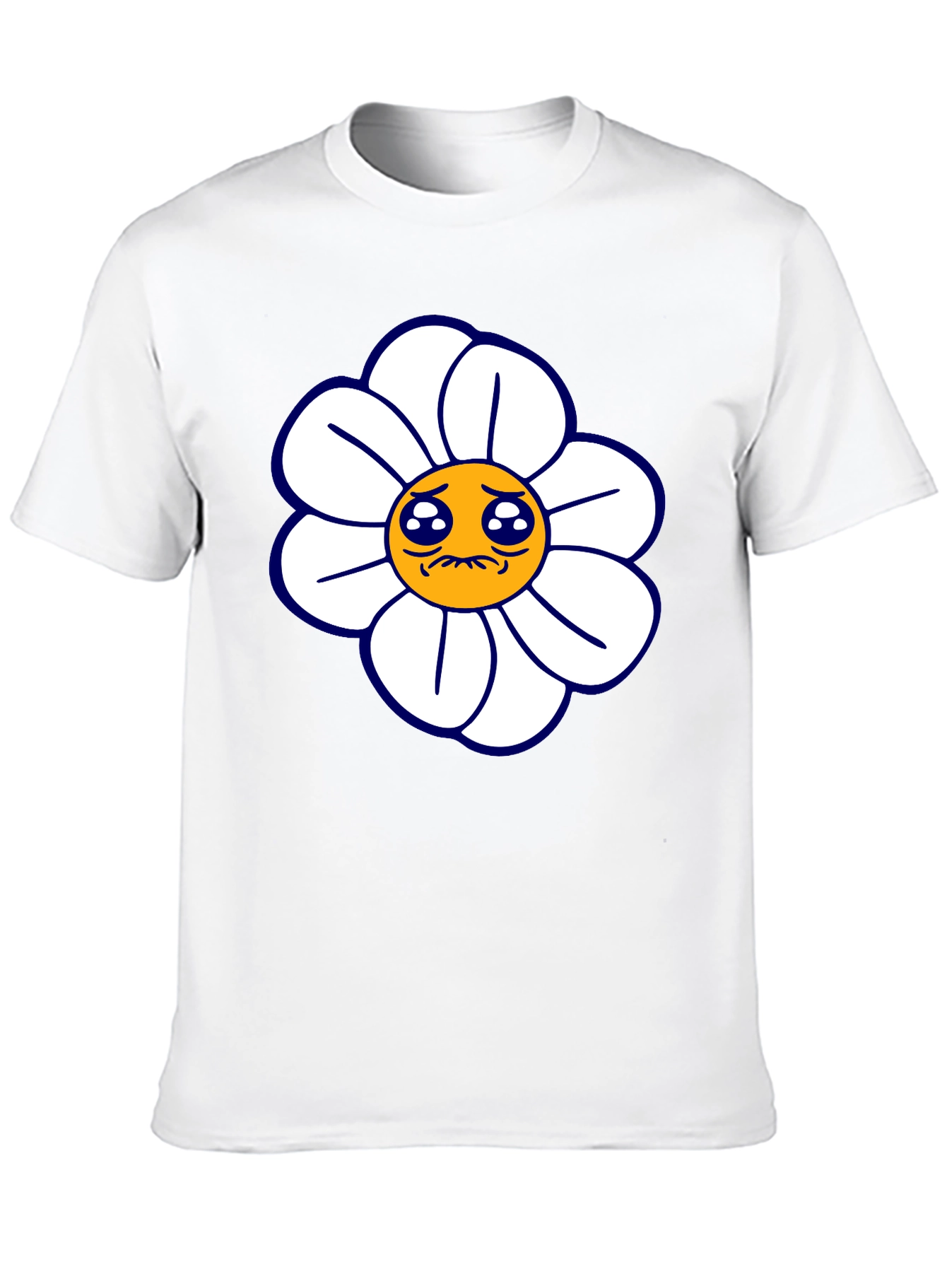 Sad Flower Graphic Tee - Black Casual T-Shirt