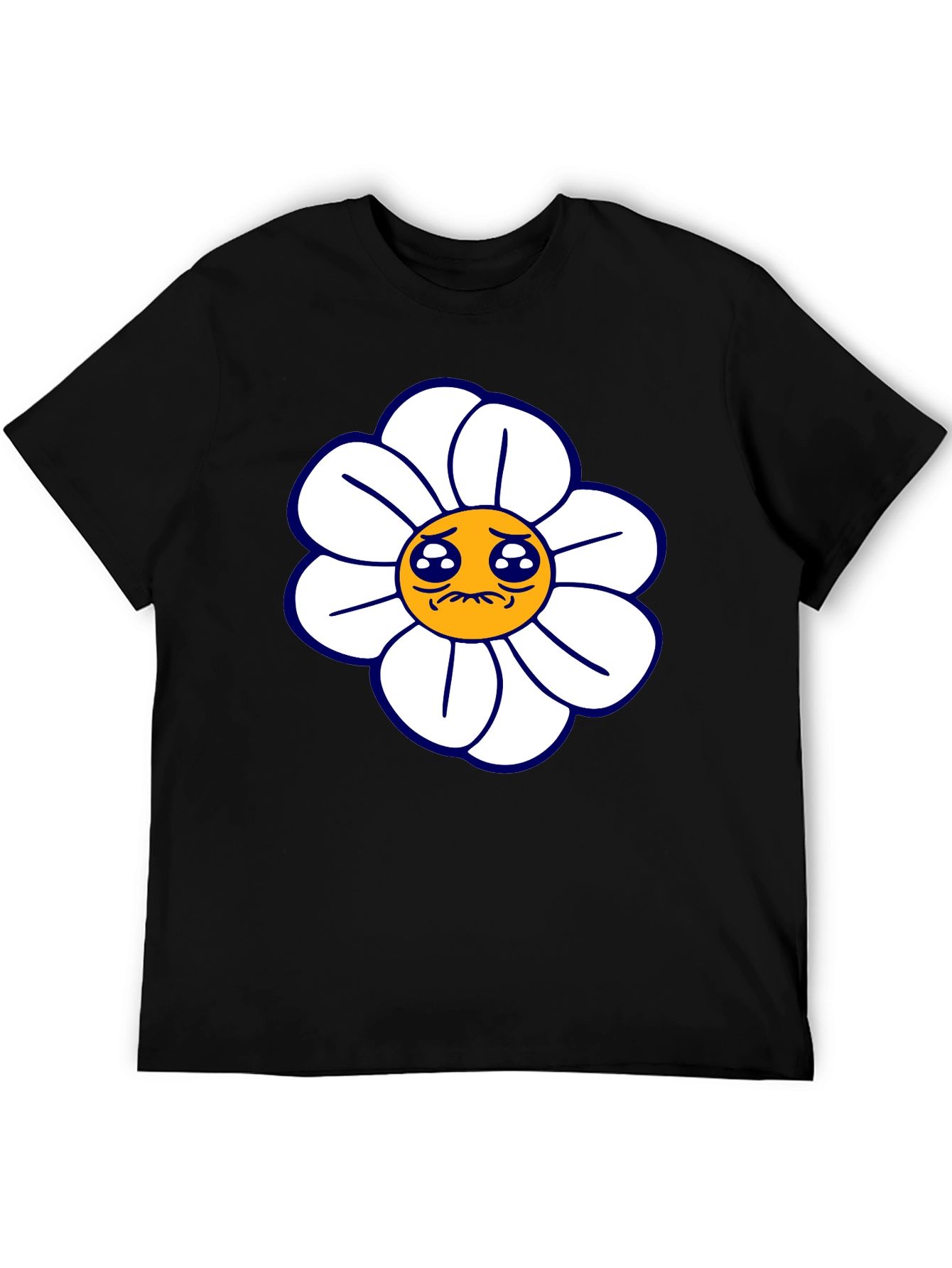 Sad Flower Graphic Tee - Black Casual T-Shirt