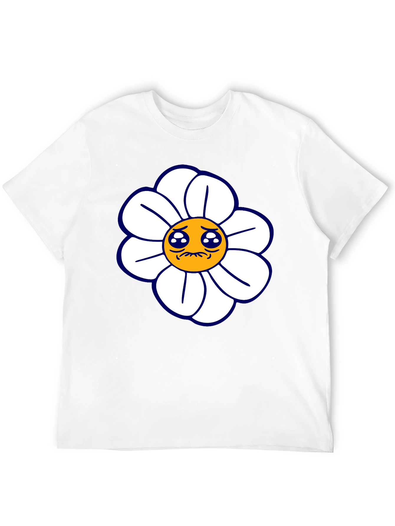 Sad Flower Graphic Tee - Black Casual T-Shirt