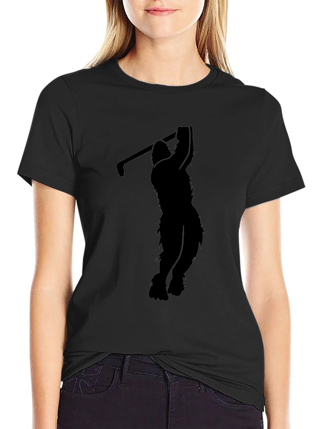 Sasquatch Golf Swing Black T-Shirt