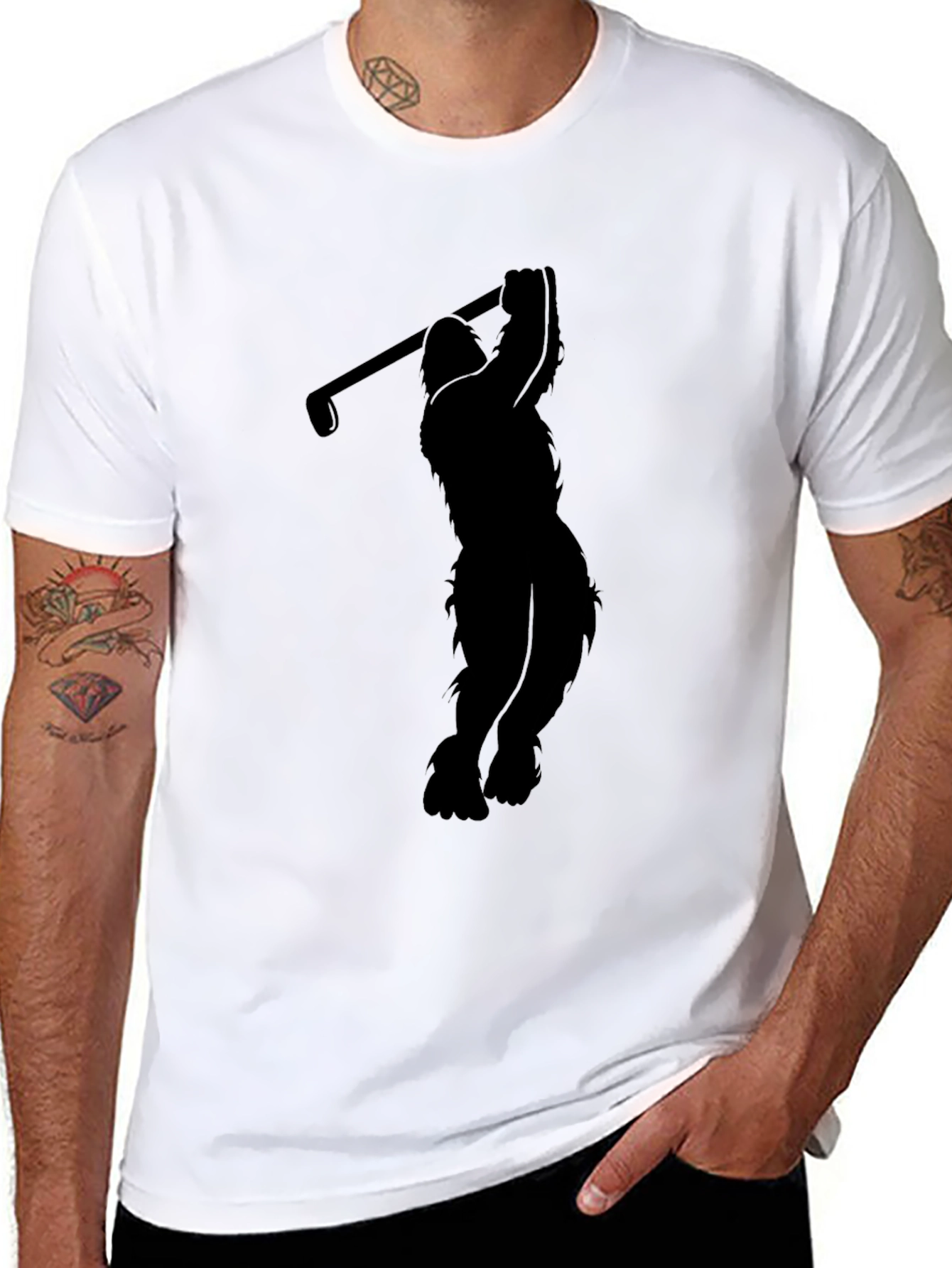 Sasquatch Golf Swing Black T-Shirt