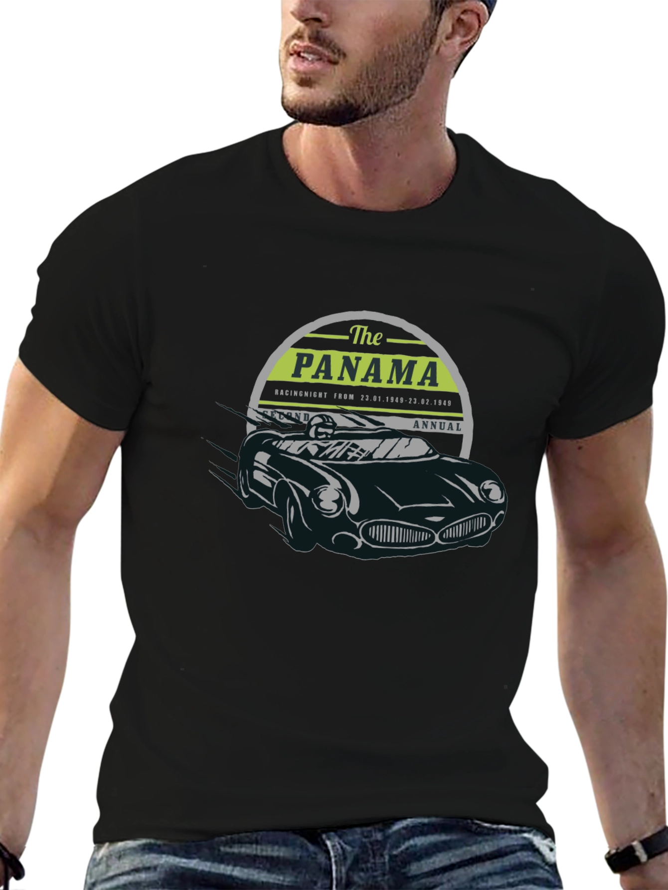 Panama Racing Car Black T-Shirt