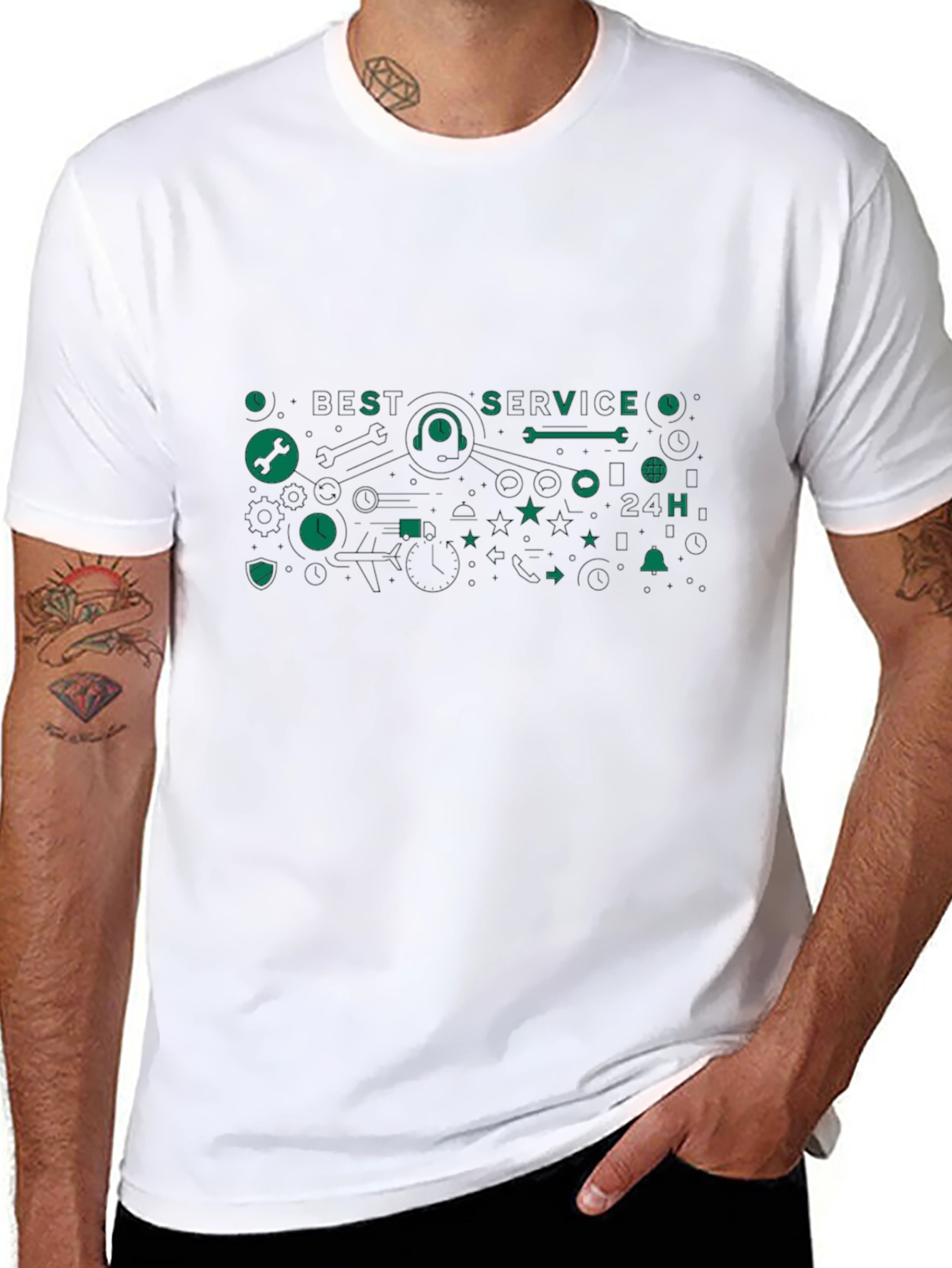 Best Service Graphic Tee - Black Cotton Blend