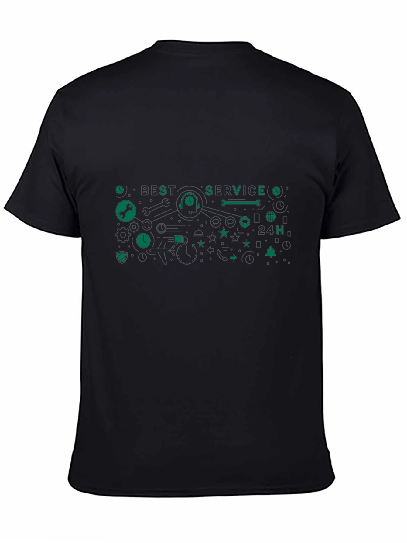 Best Service Graphic Tee - Black Cotton Blend