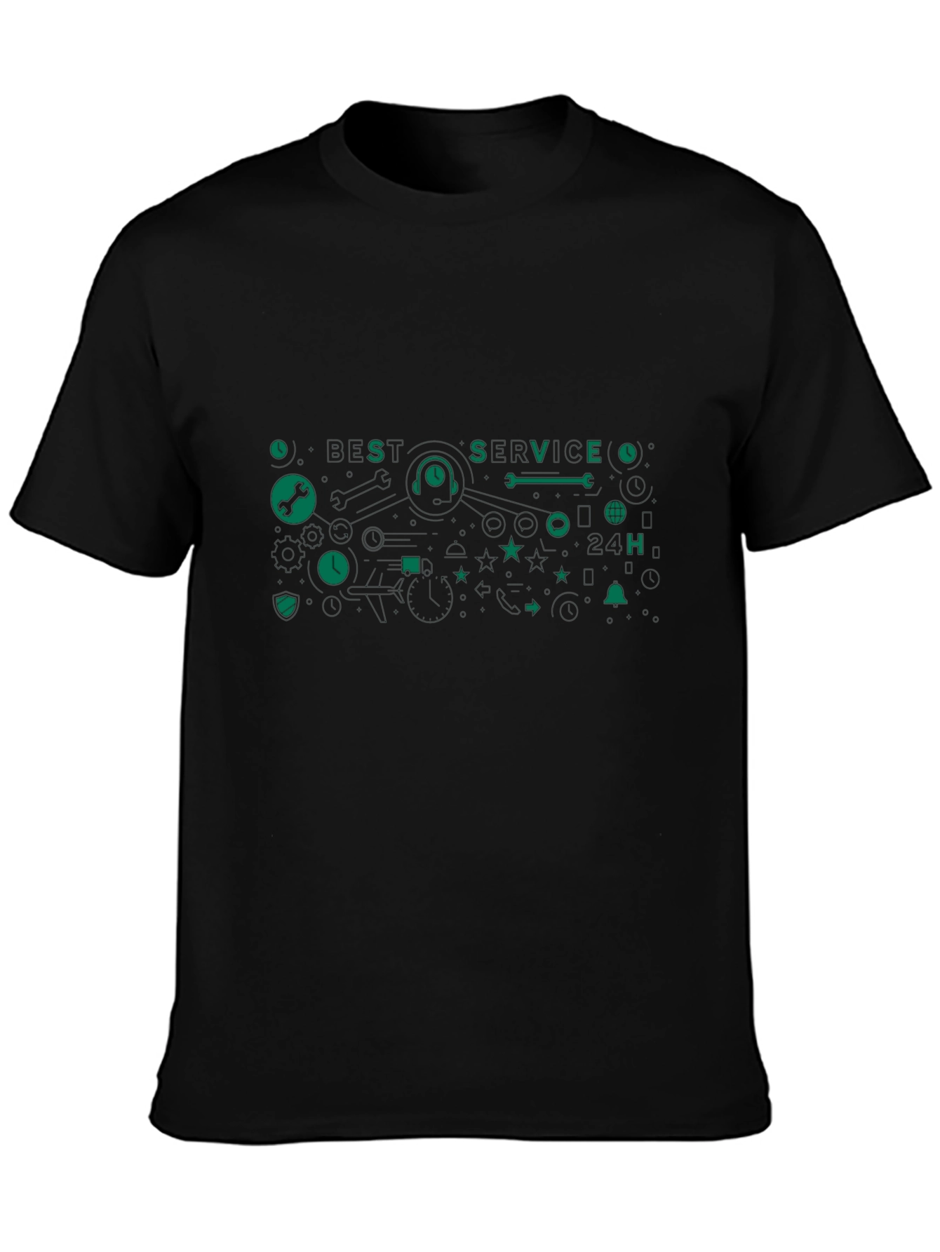 Best Service Graphic Tee - Black Cotton Blend