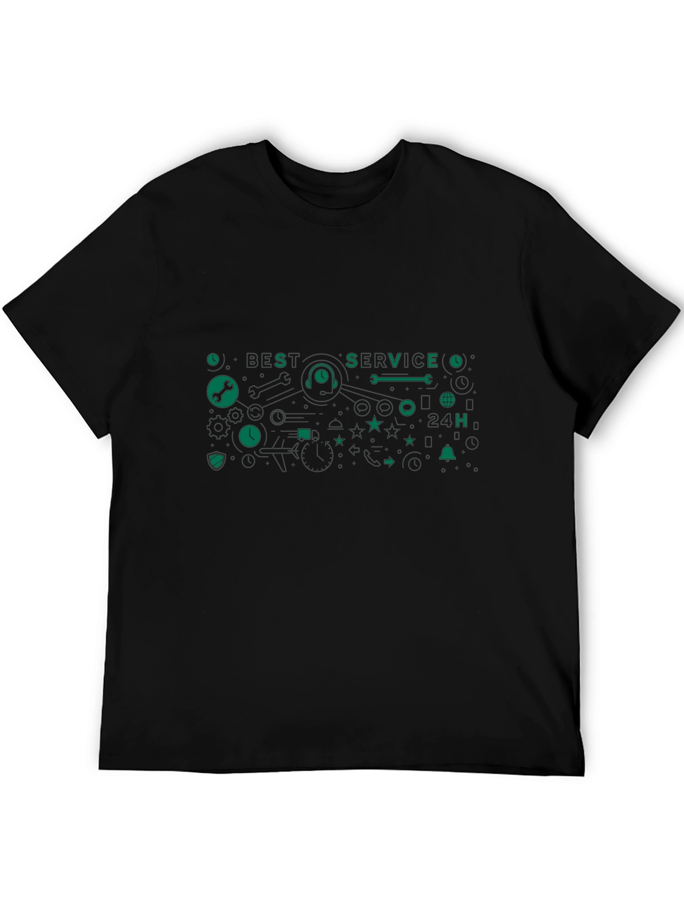 Best Service Graphic Tee - Black Cotton Blend