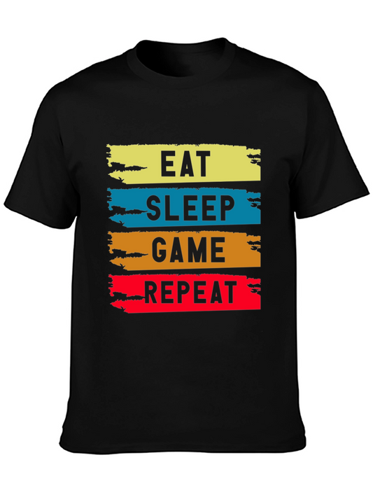 Eat Sleep Game Repeat Graphic Tee - Gamer T-Shirt
