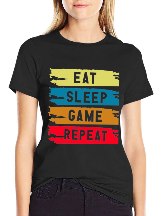 Eat Sleep Game Repeat Graphic Tee - Gamer T-Shirt