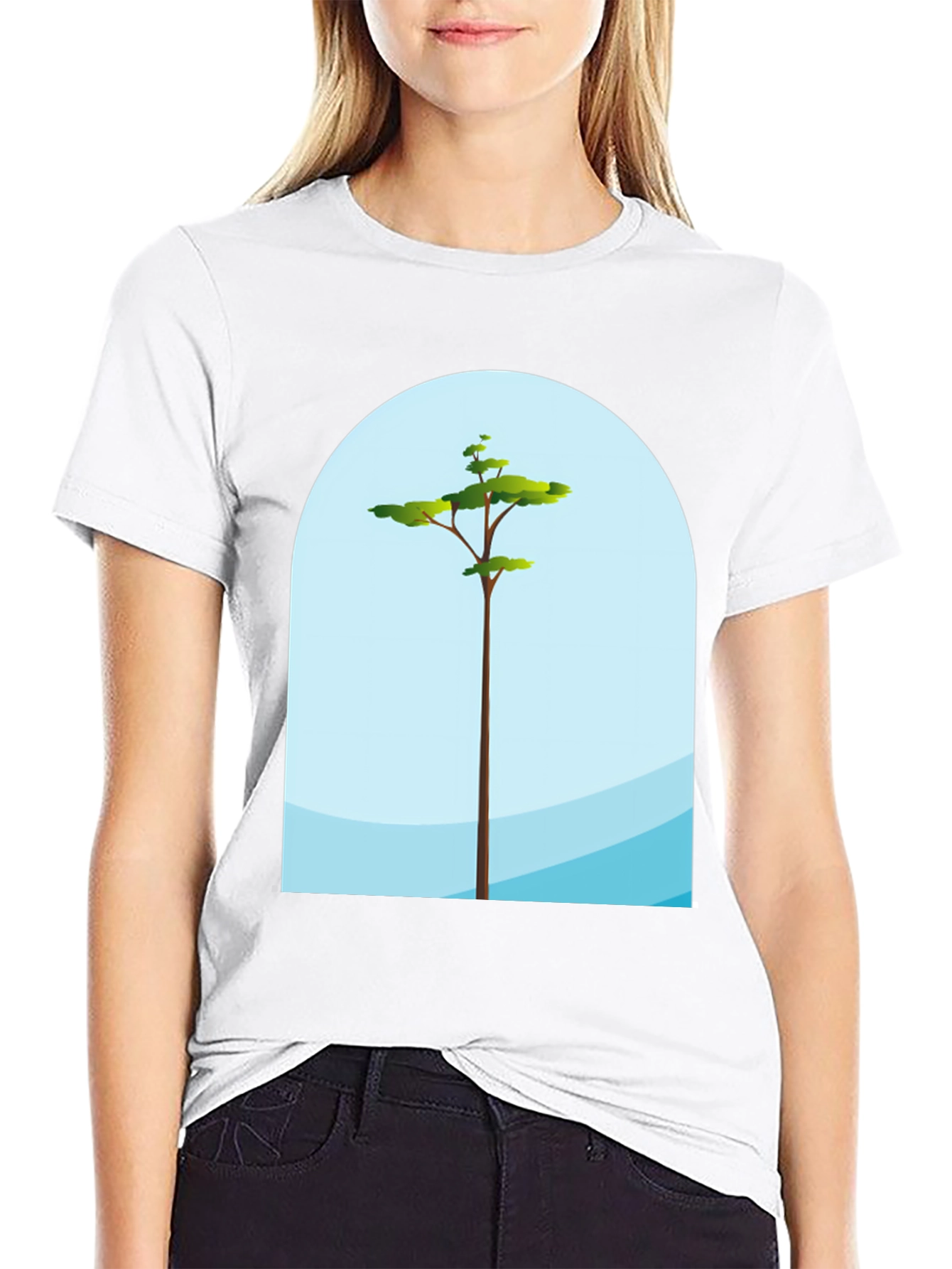 Modern Tree Graphic Black T-Shirt