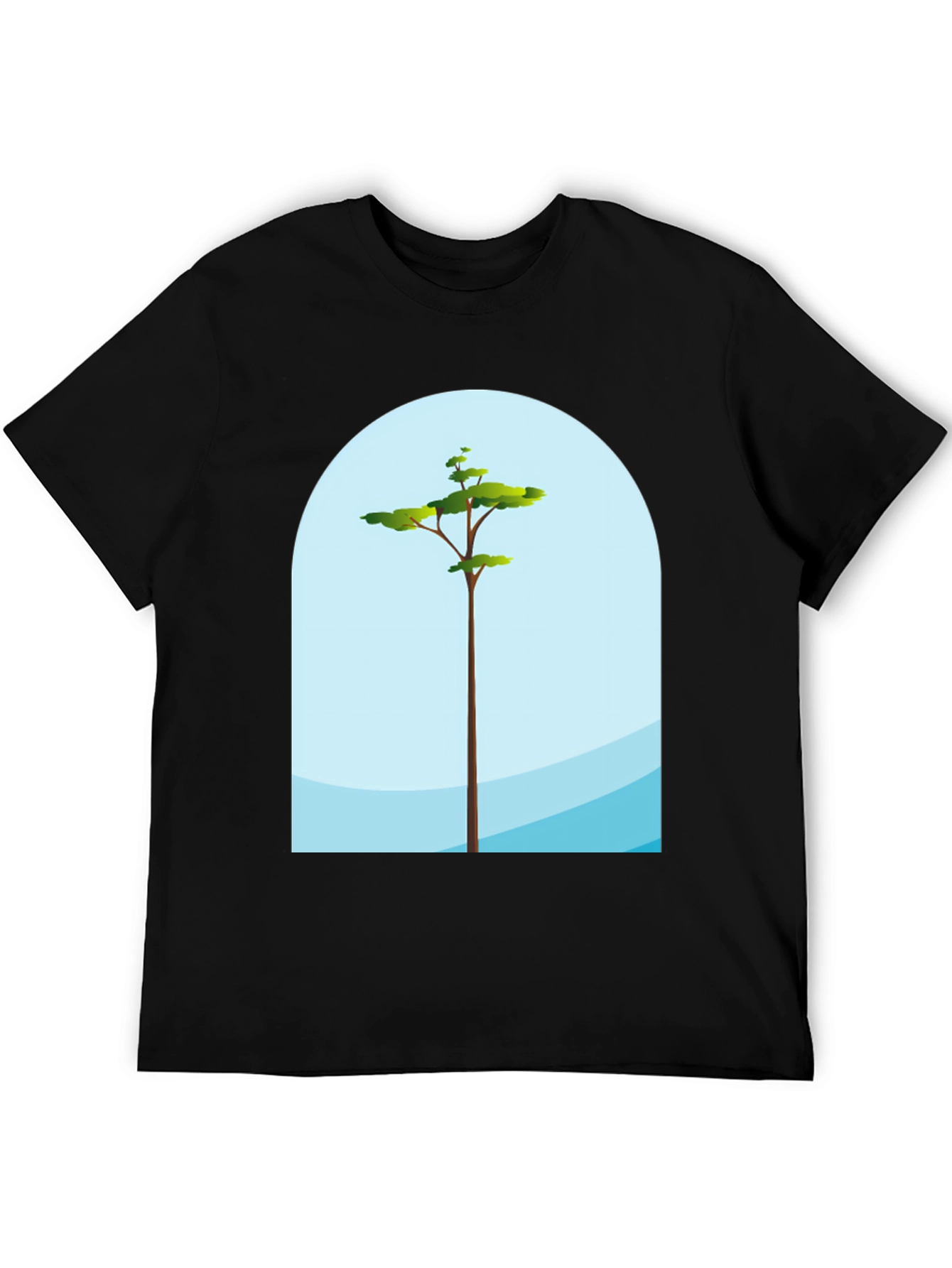 Modern Tree Graphic Black T-Shirt