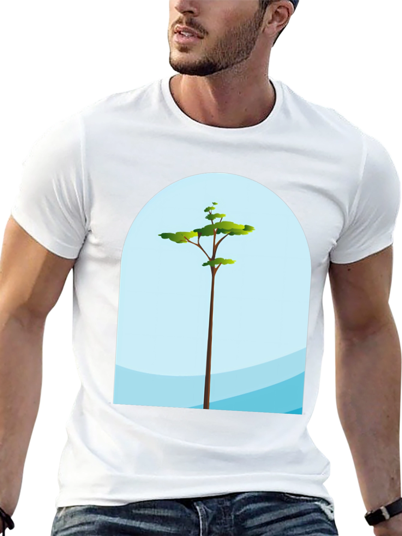 Modern Tree Graphic Black T-Shirt