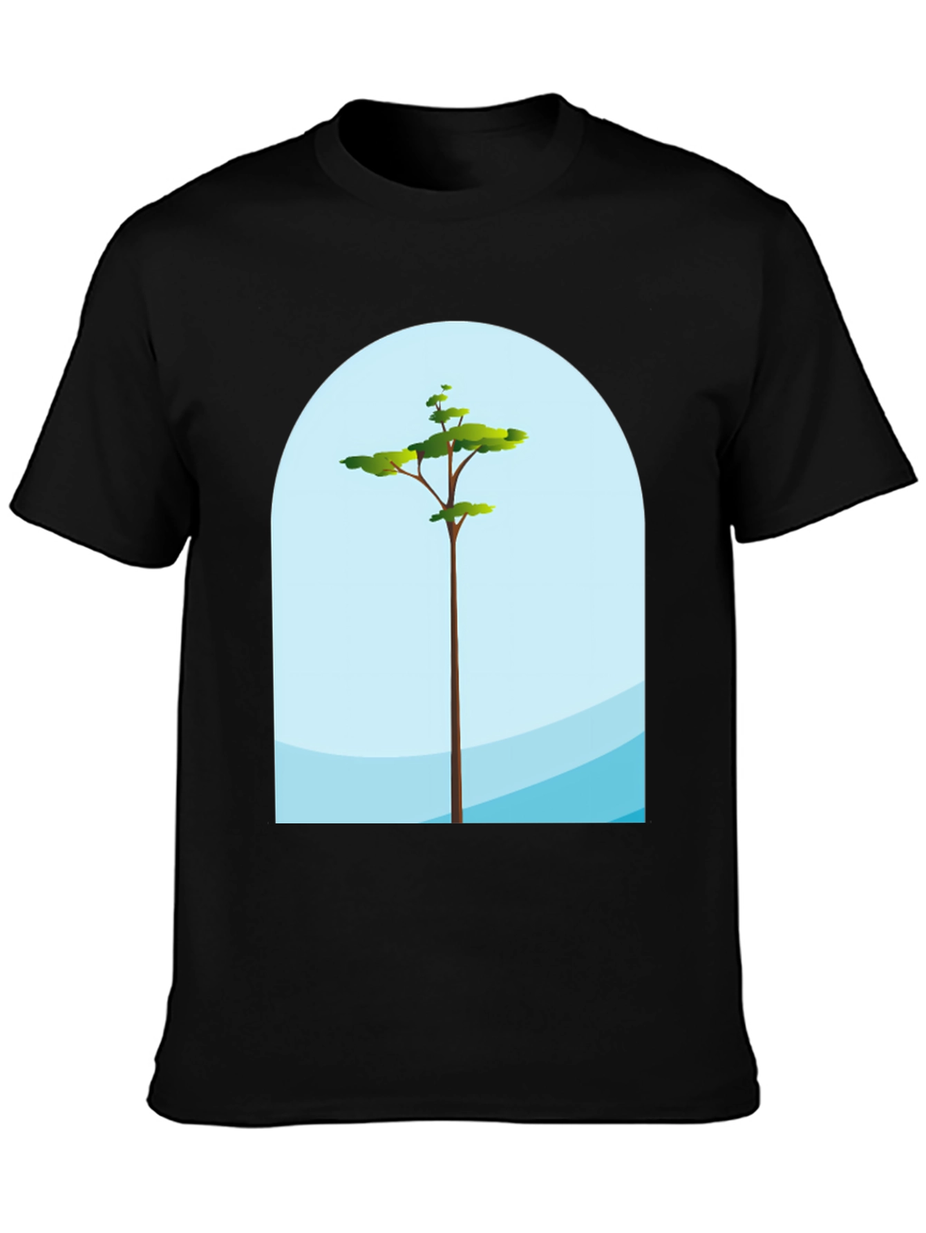 Modern Tree Graphic Black T-Shirt