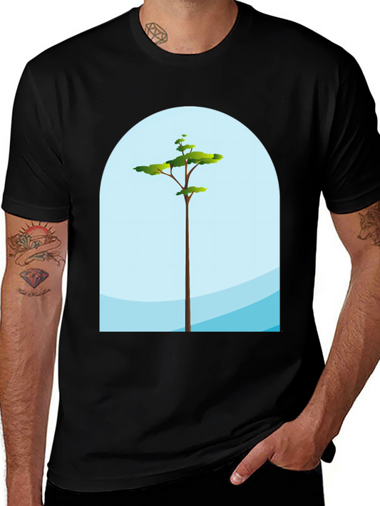 Modern Tree Graphic Black T-Shirt