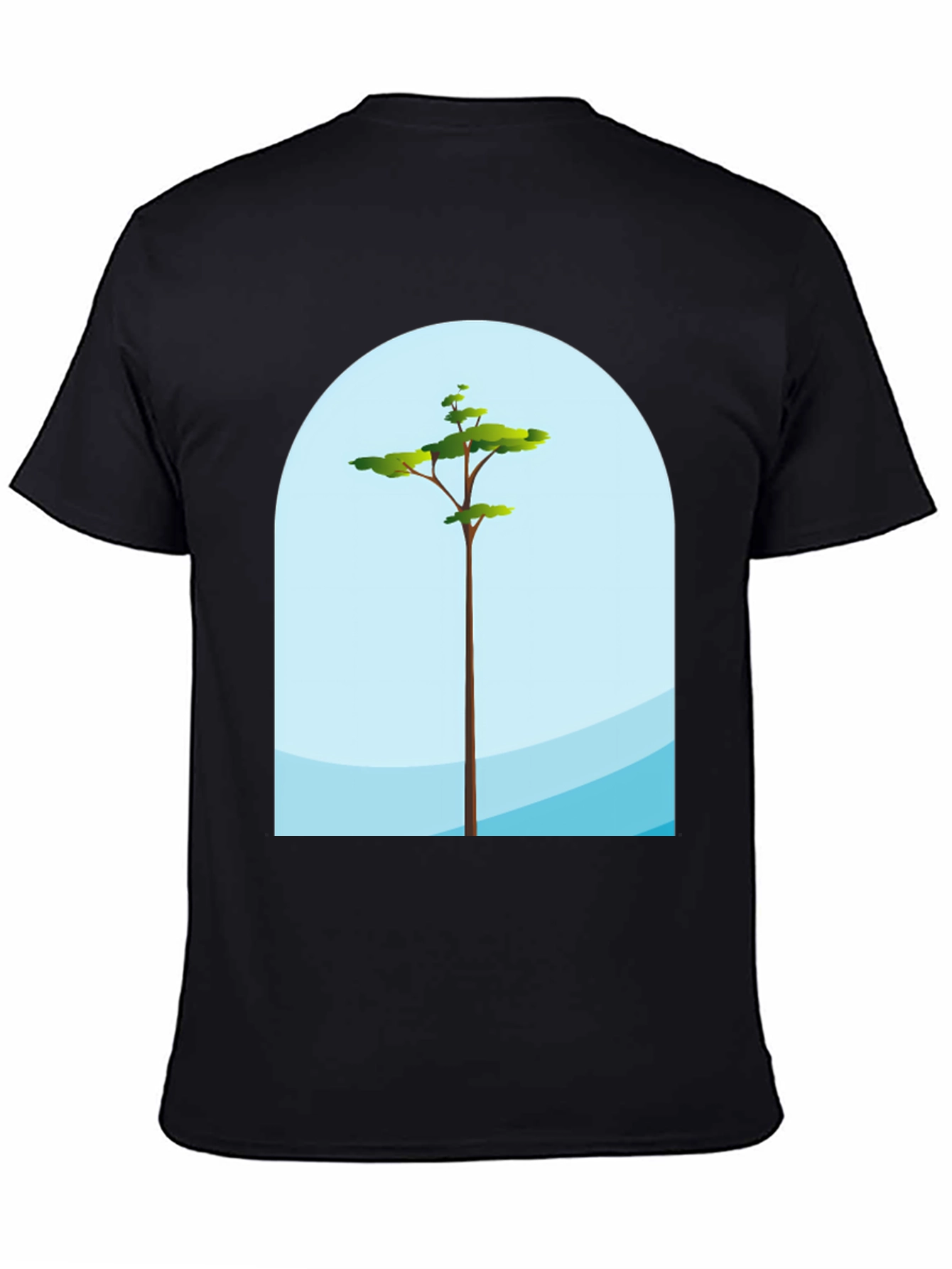 Modern Tree Graphic Black T-Shirt