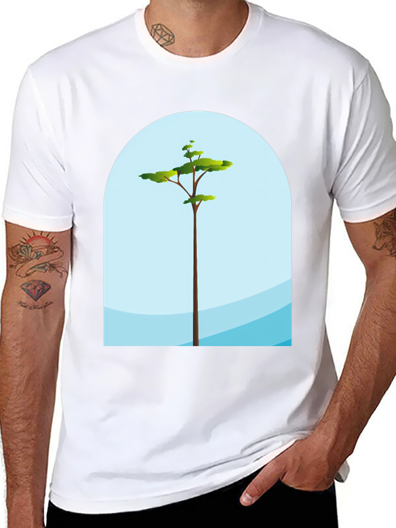 Modern Tree Graphic Black T-Shirt