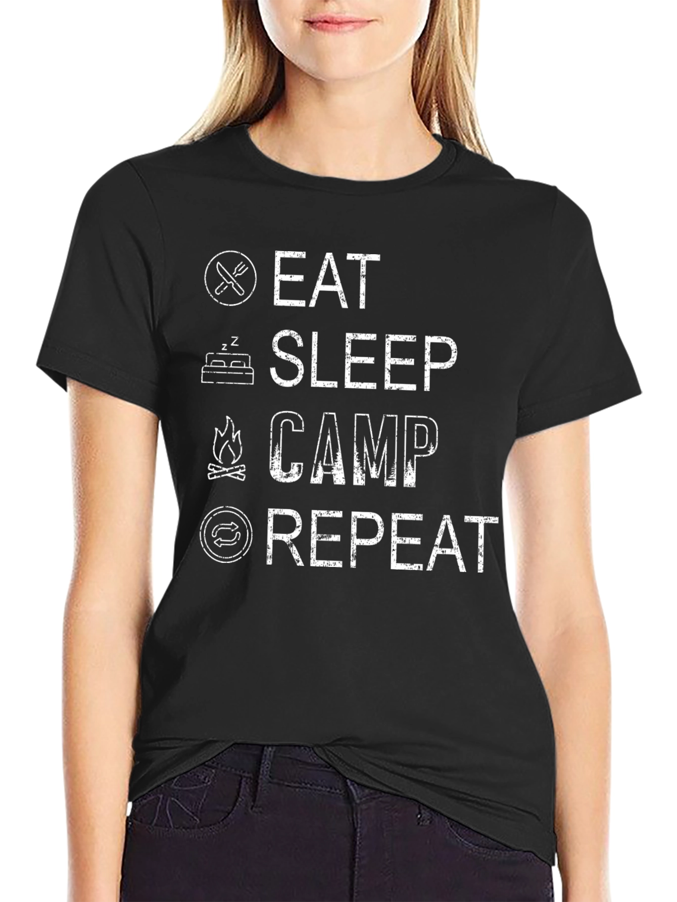 Eat Sleep Camp Repeat Graphic Tee