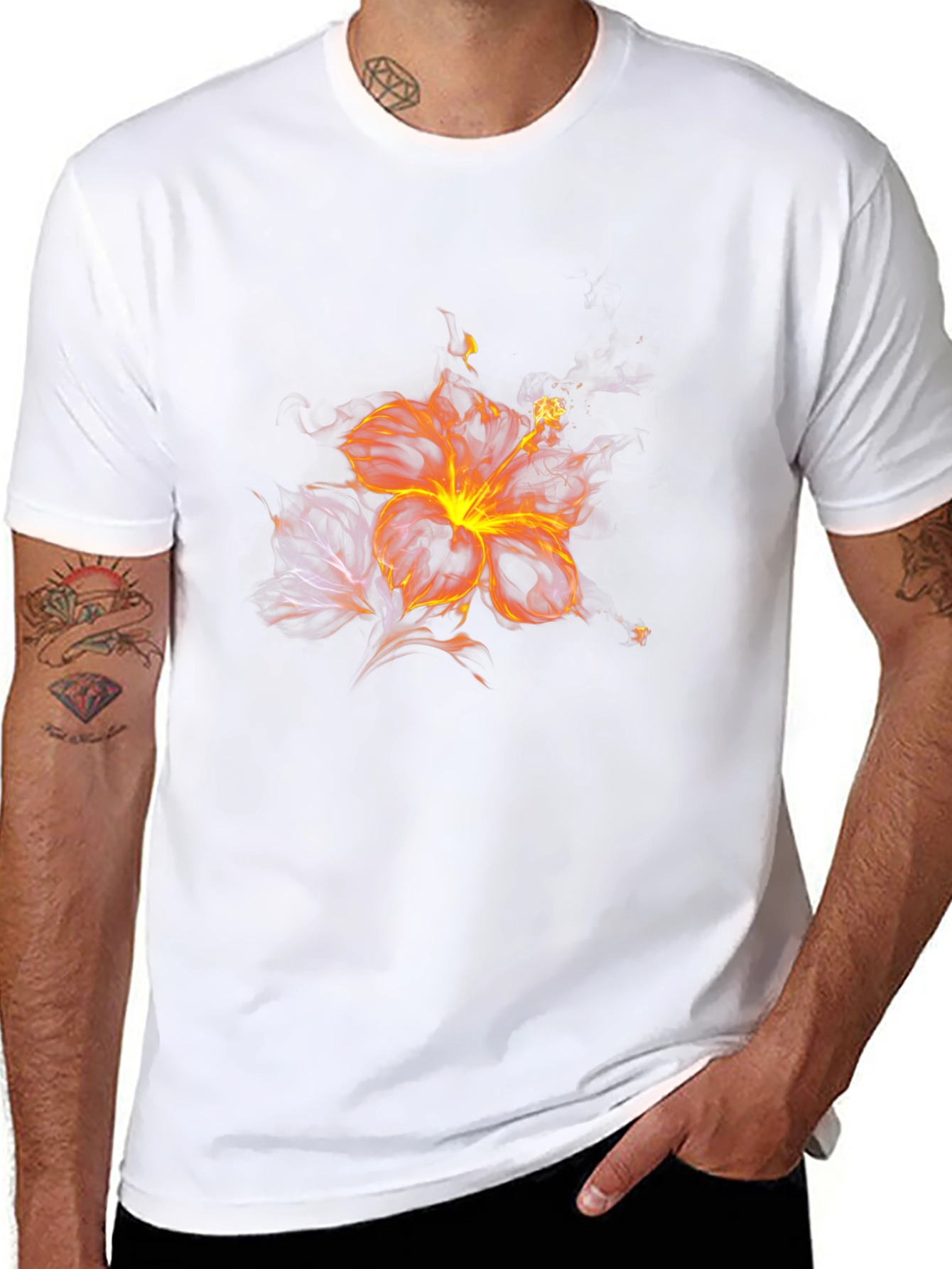 Fiery Floral Graphic Black Tee
