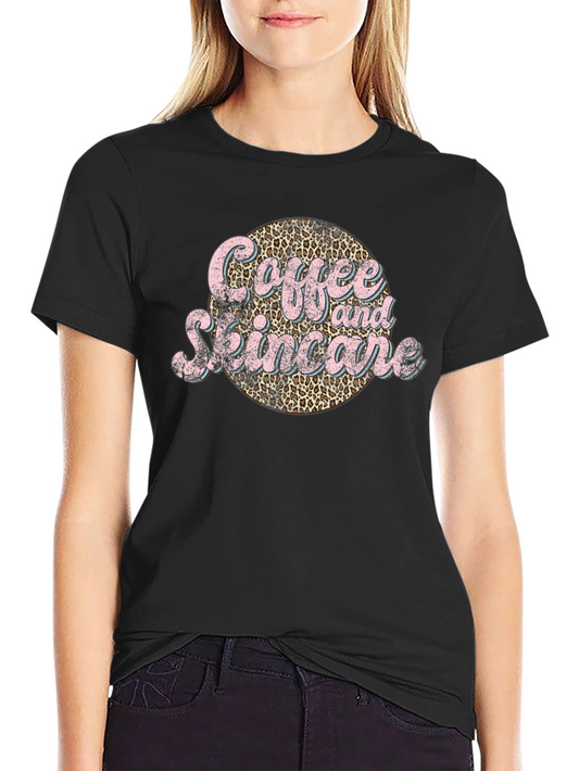 Coffee & Skincare Leopard Print Graphic Tee