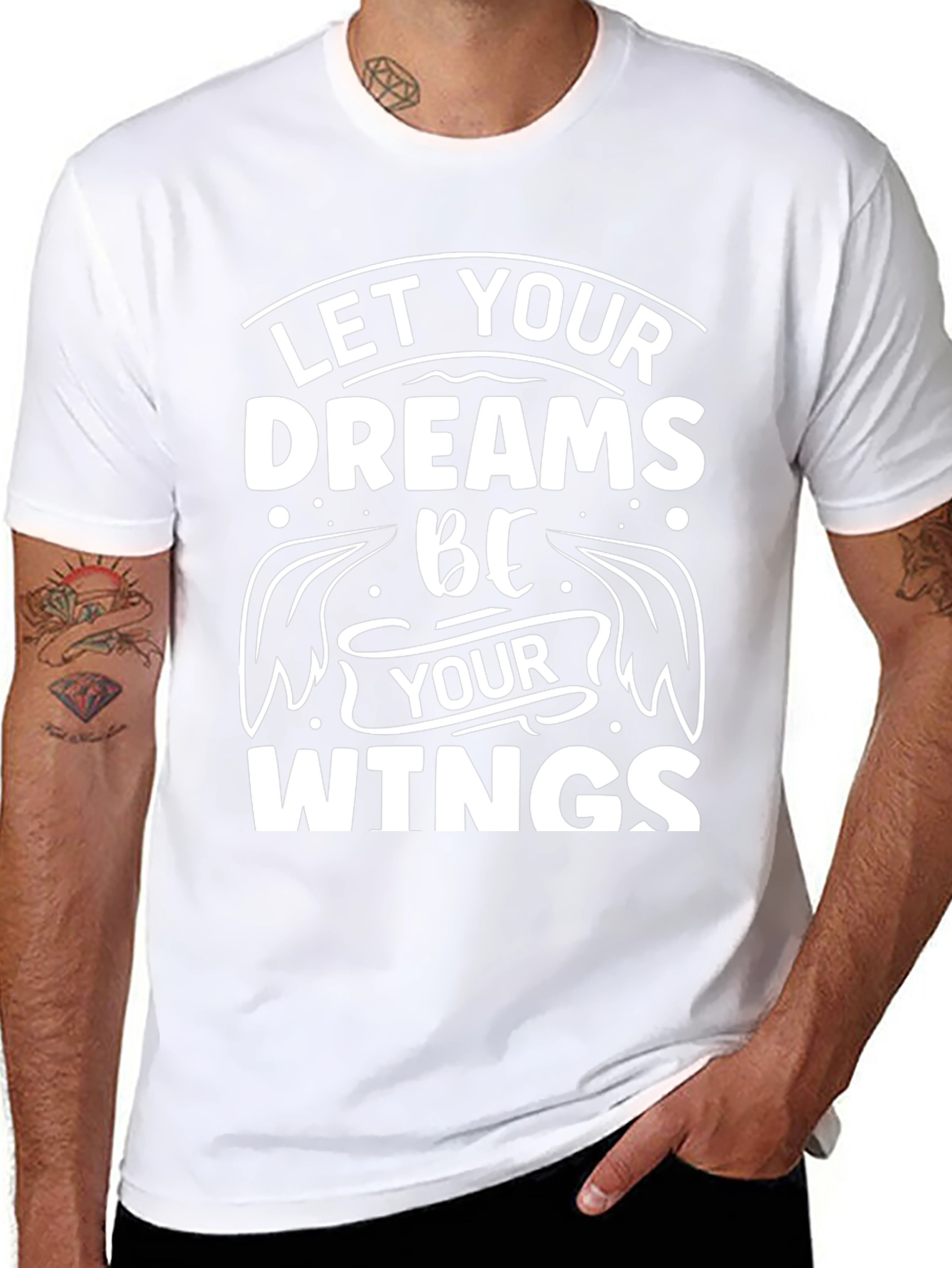 Dreams Be Your Wings Black T-Shirt Inspirational Mens Tee