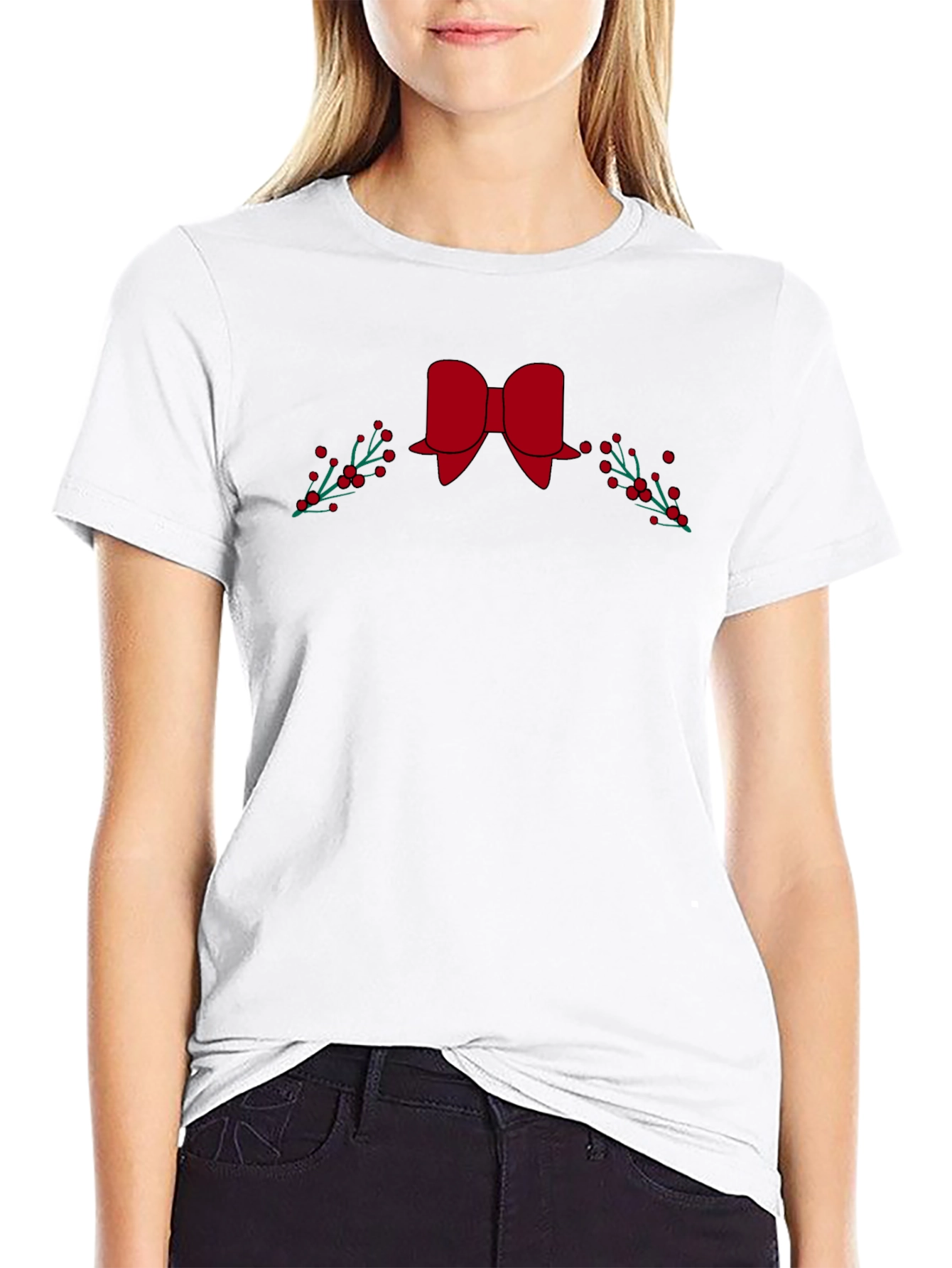 Festive Bow & Berries Graphic Tee