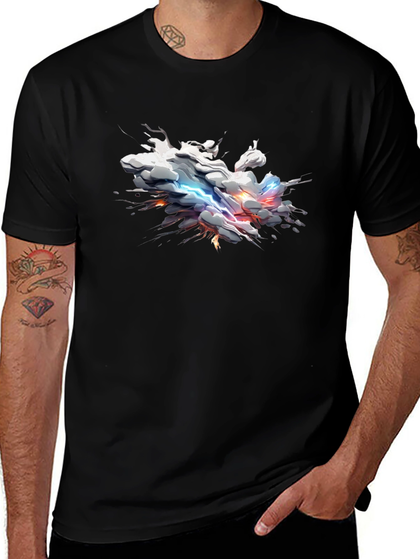 Abstract Lightning Cloud Graphic T-Shirt